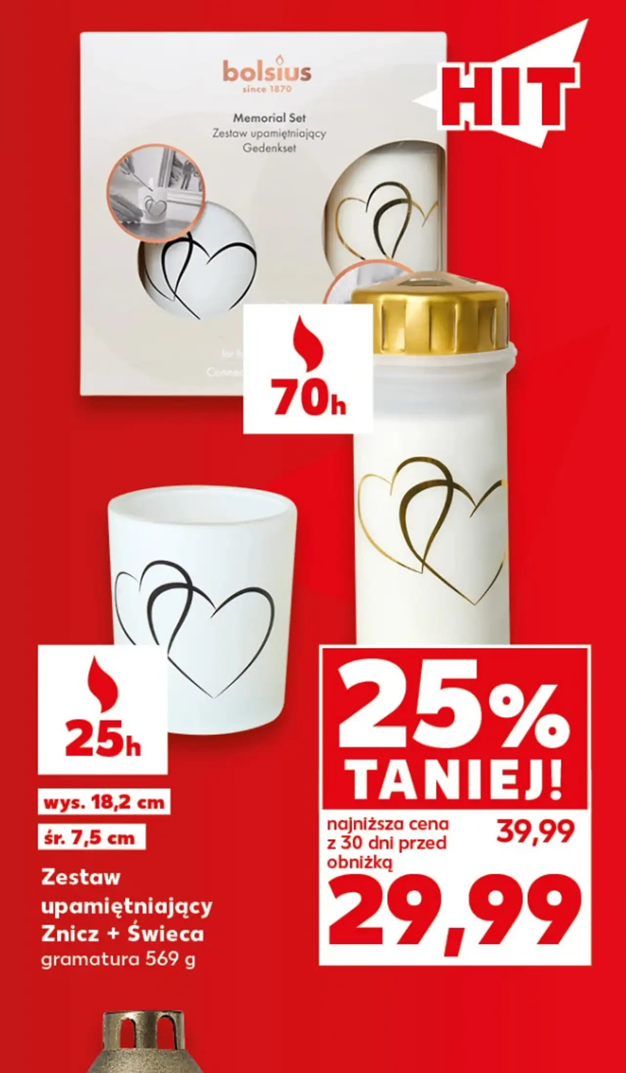 Bolsius Memorial Set Zestaw upamiętniający Znicz + Świeca