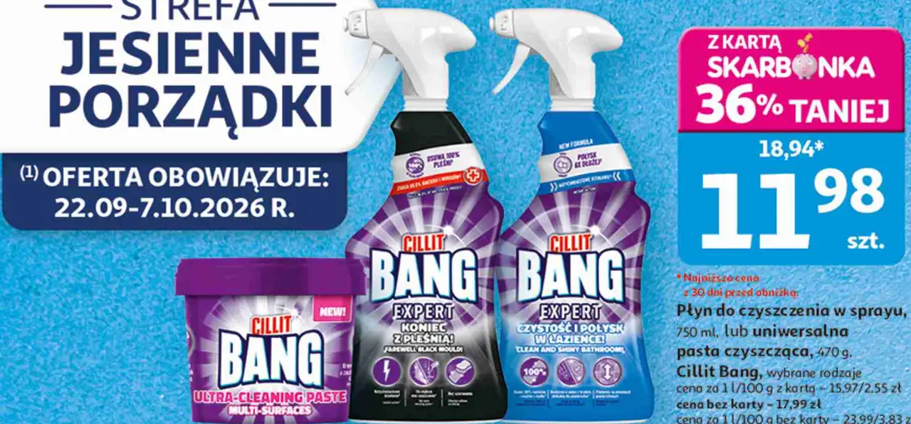 Płyn do czyszczenia w sprayu, 750 ml, lub uniwersalna pasta czyszcząca, 470 g, Cillit Bang