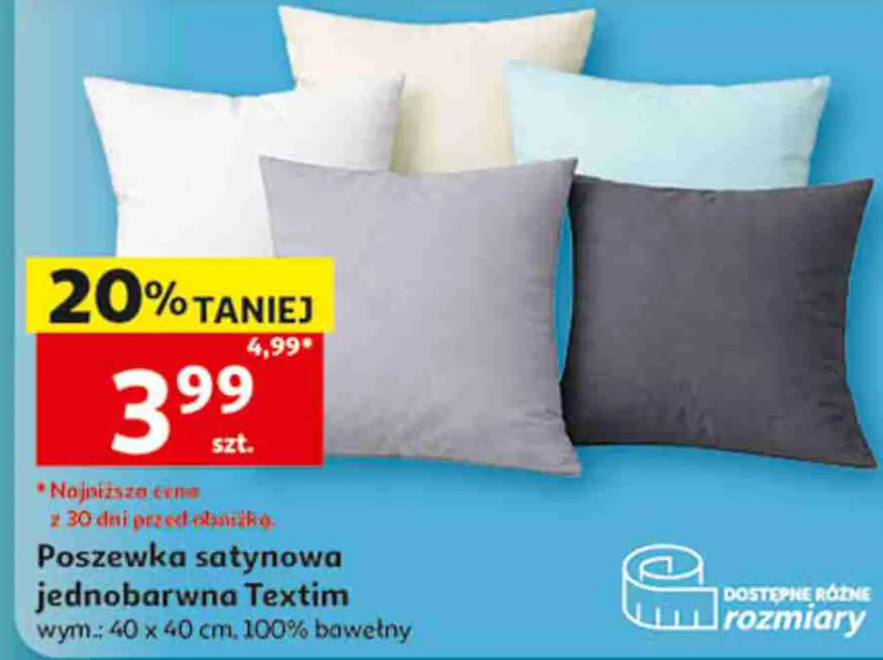 Poszewka satynowa jednobarwna Textim