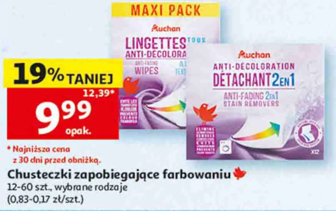 Chusteczki zapobiegające farbowaniu Auchan