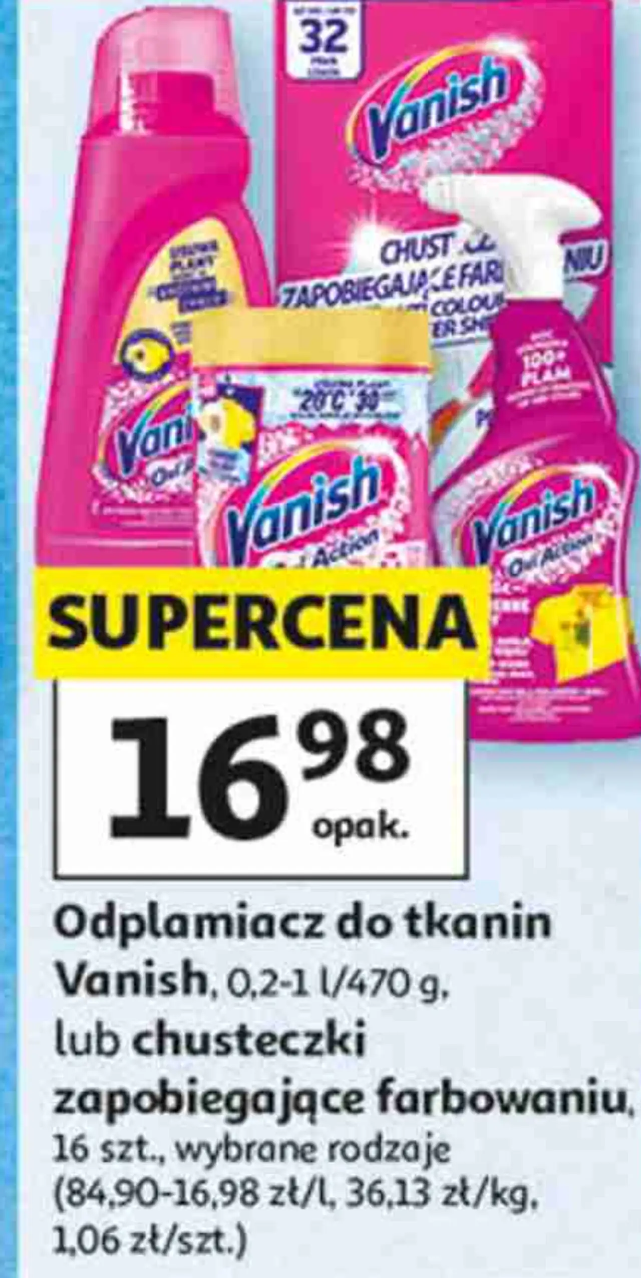Vanish Odplamiacz do tkanin lub chusteczki zapobiegające farbowaniu