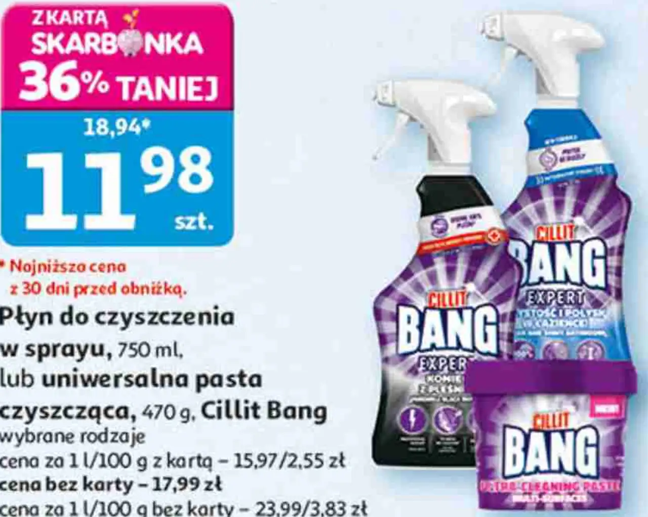 Płyn do czyszczenia w sprayu lub uniwersalna pasta czyszcząca Cillit Bang