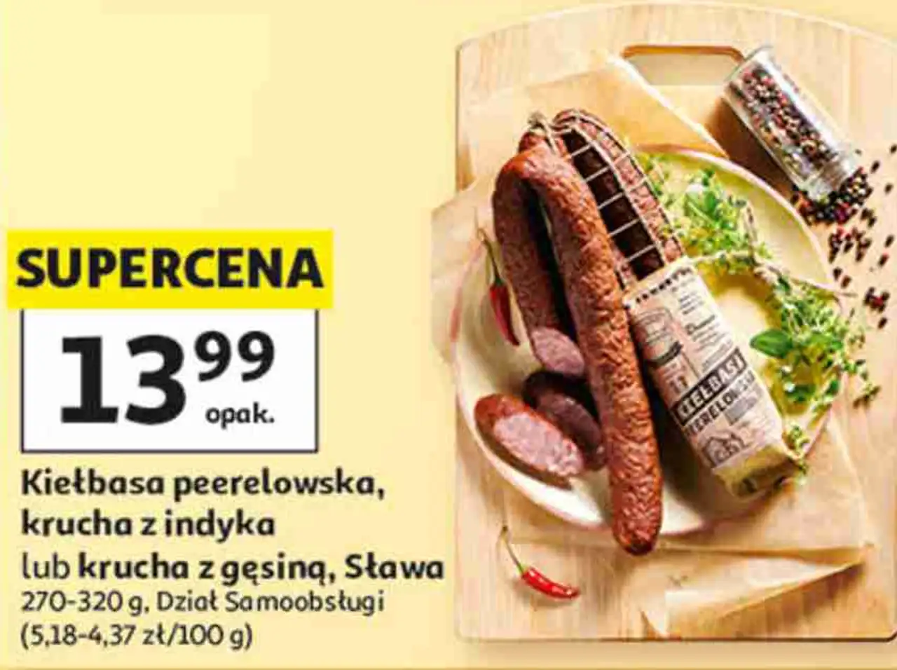 Kiełbasa peerelowska, krucha z indyka lub krucha z gęsiną, Sława