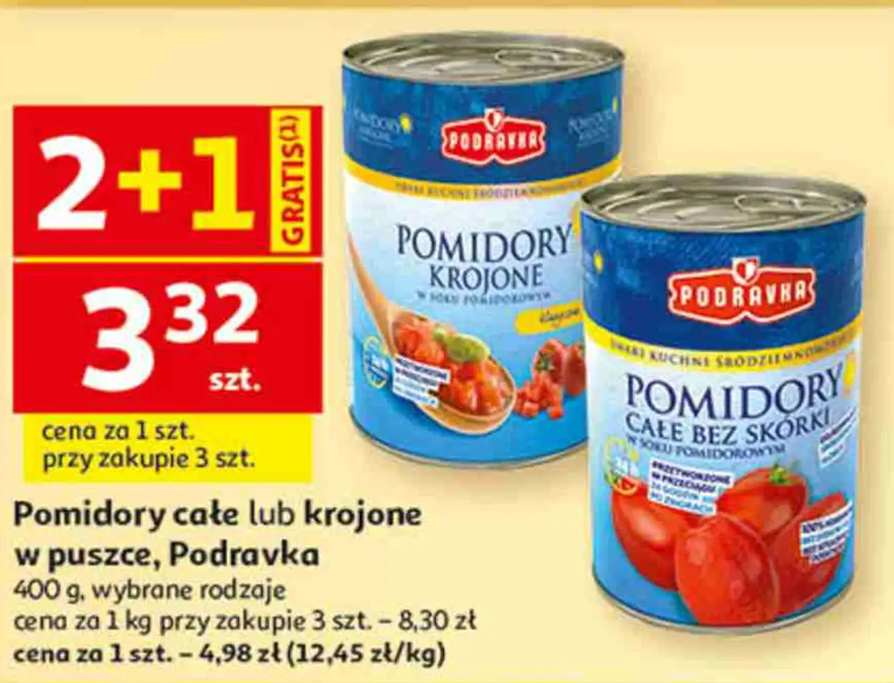Pomidory całe lub krojone w puszce Podravka