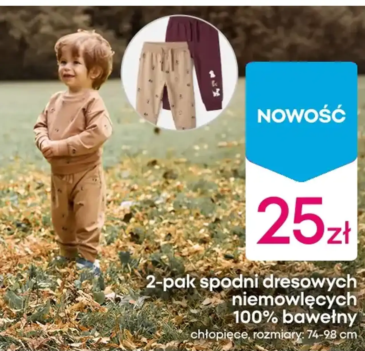 2-pak spodni dresowych niemowlęcych 100% bawełny, chłopięce