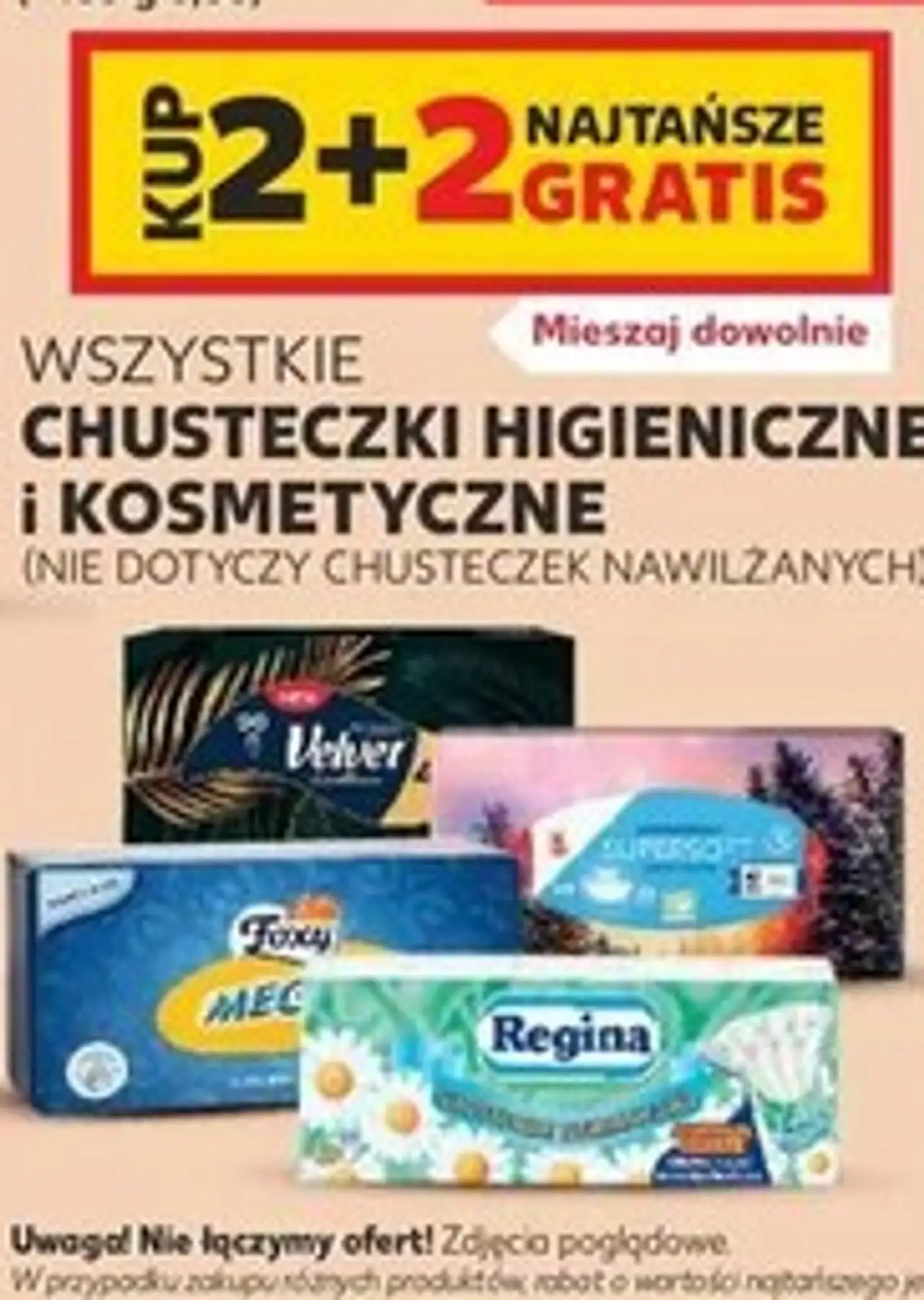 Wszystkie chusteczki higieniczne i kosmetyczne (nie dotyczy chusteczek nawilżanych)
