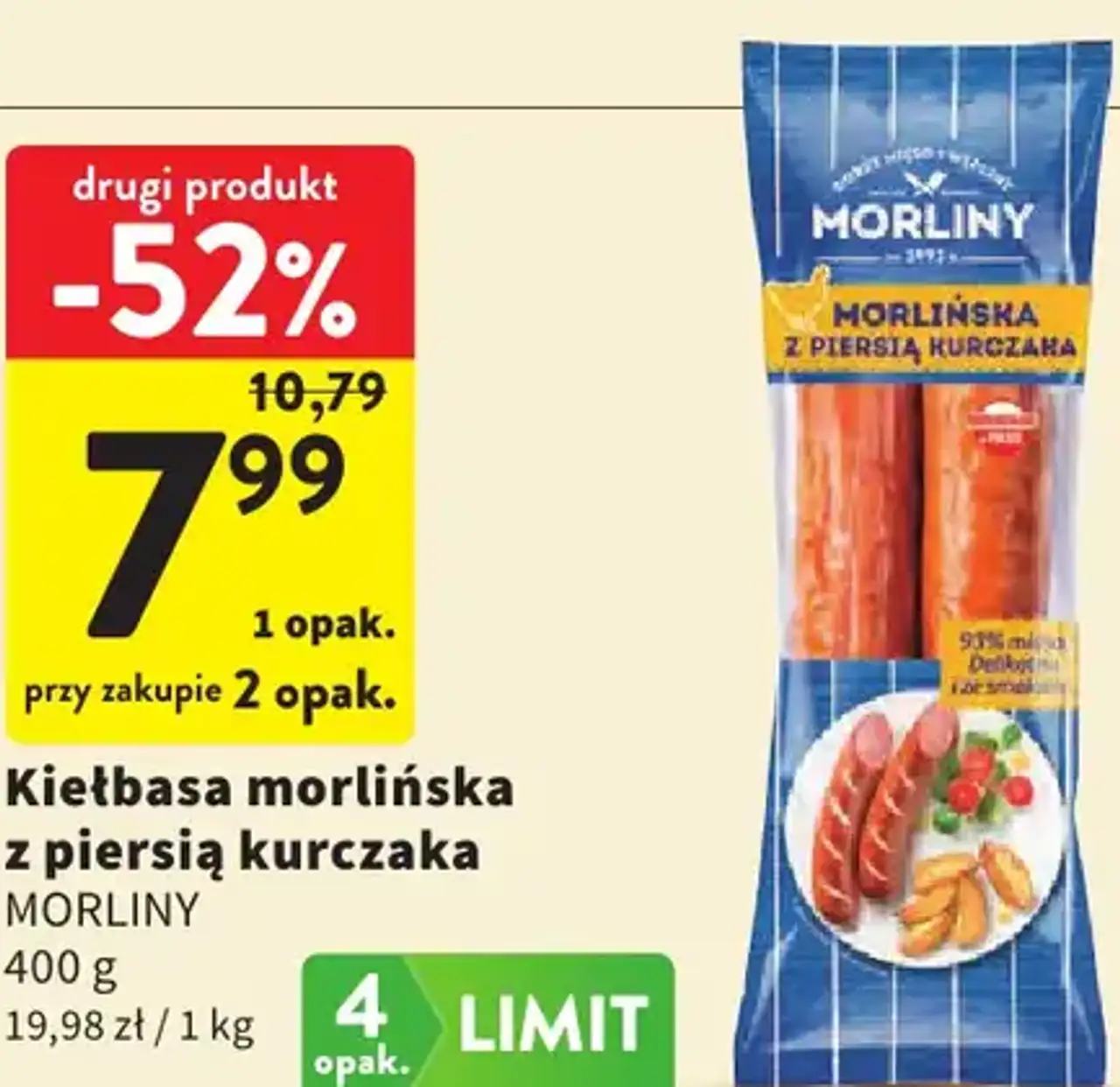 Kiełbasa morlińska z piersią kurczaka Morliny