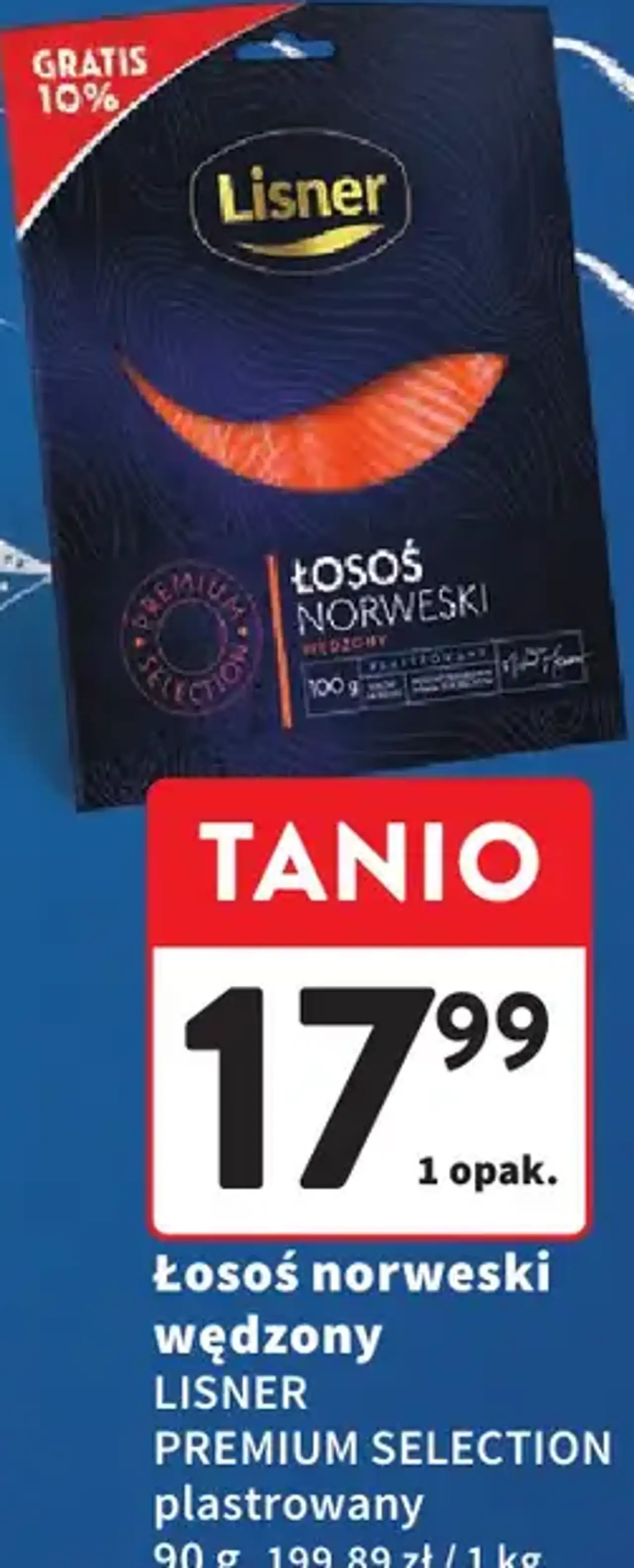 Łosoś norweski wędzony Lisner Premium Selection plastrowany