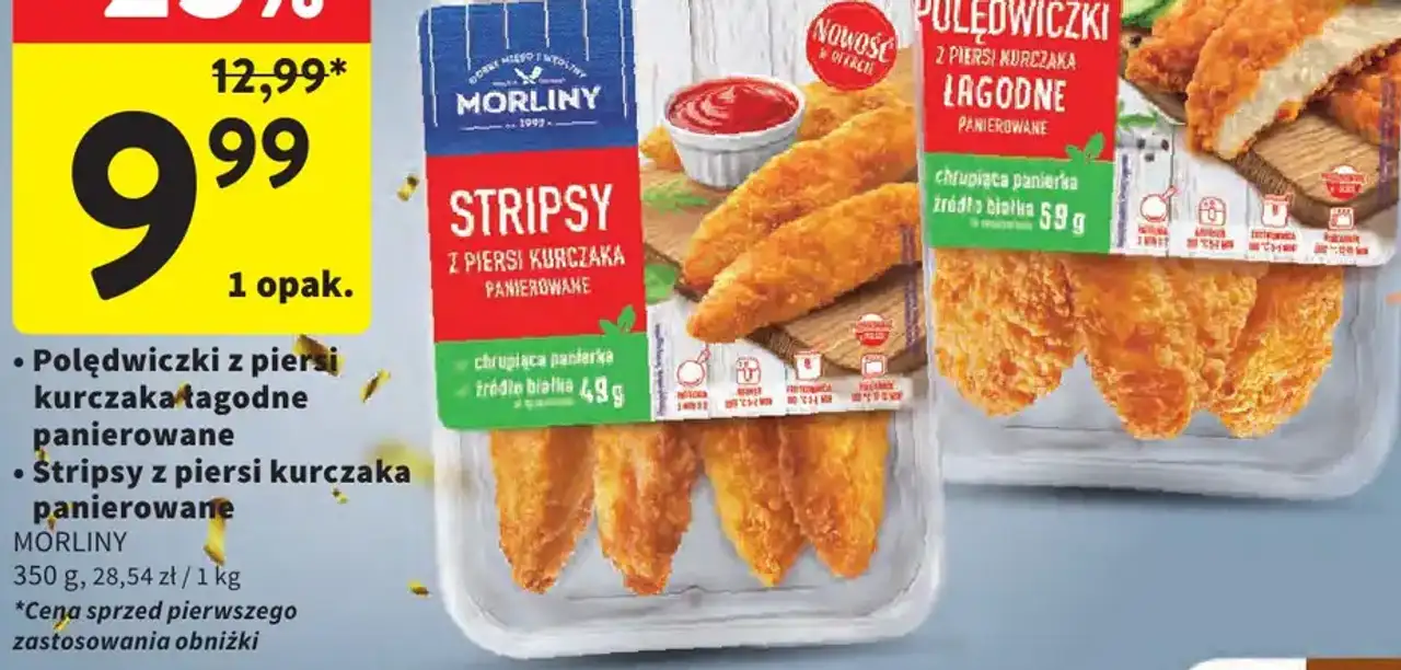 Morliny Stripsy z piersi kurczaka / Polędwiczki z piersi kurczaka łagodne panierowane