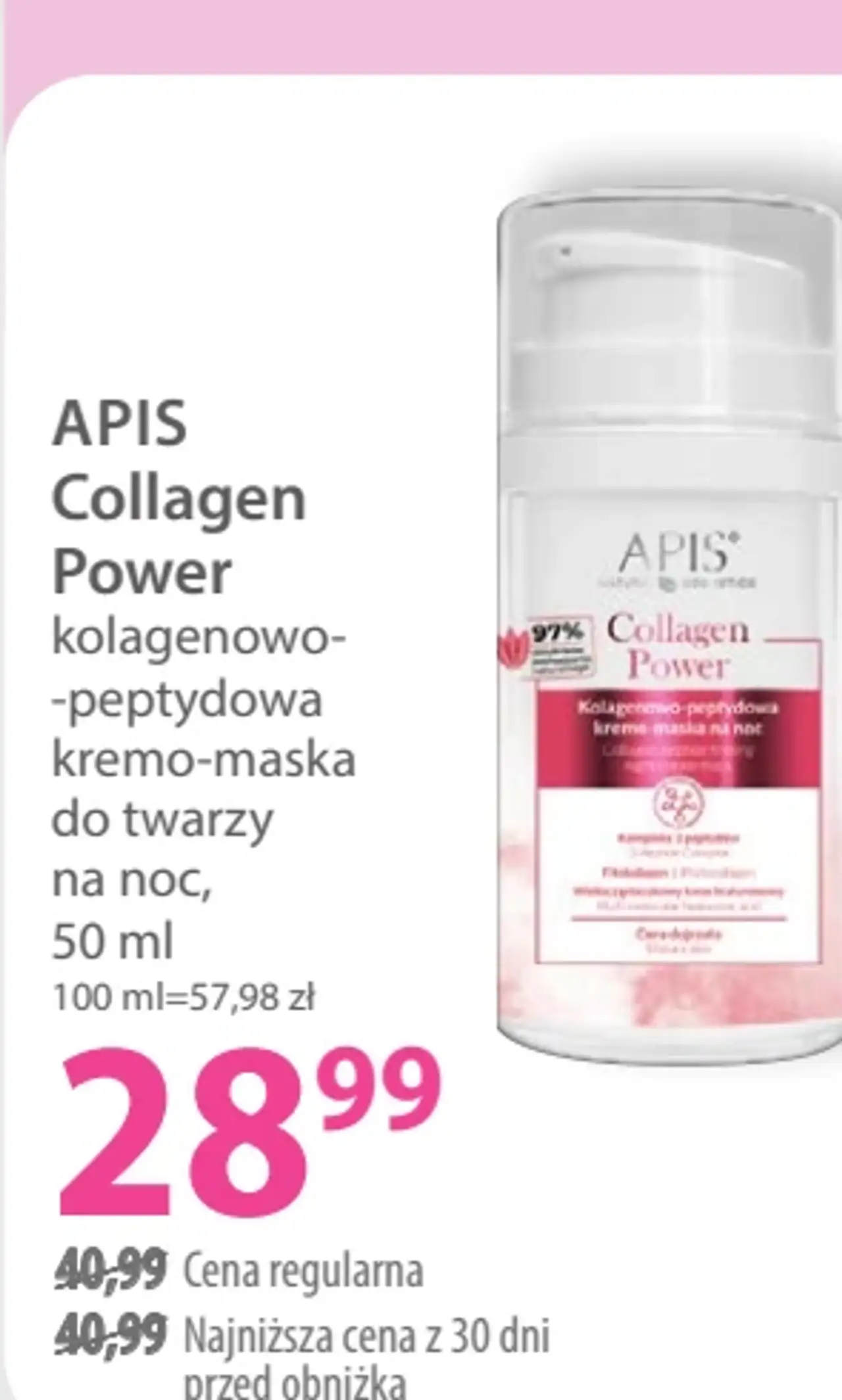 APIS Collagen Power kolagenowo-peptydowa kremo-maska do twarzy na noc