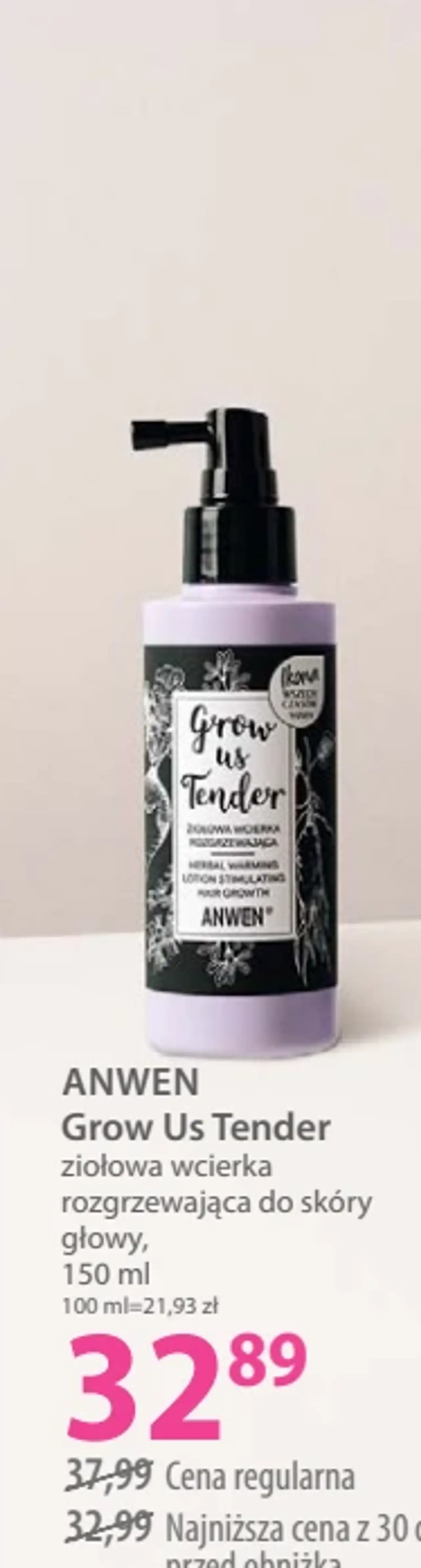 Anwen Grow Us Tender ziołowa wcierka rozgrzewająca do skóry głowy