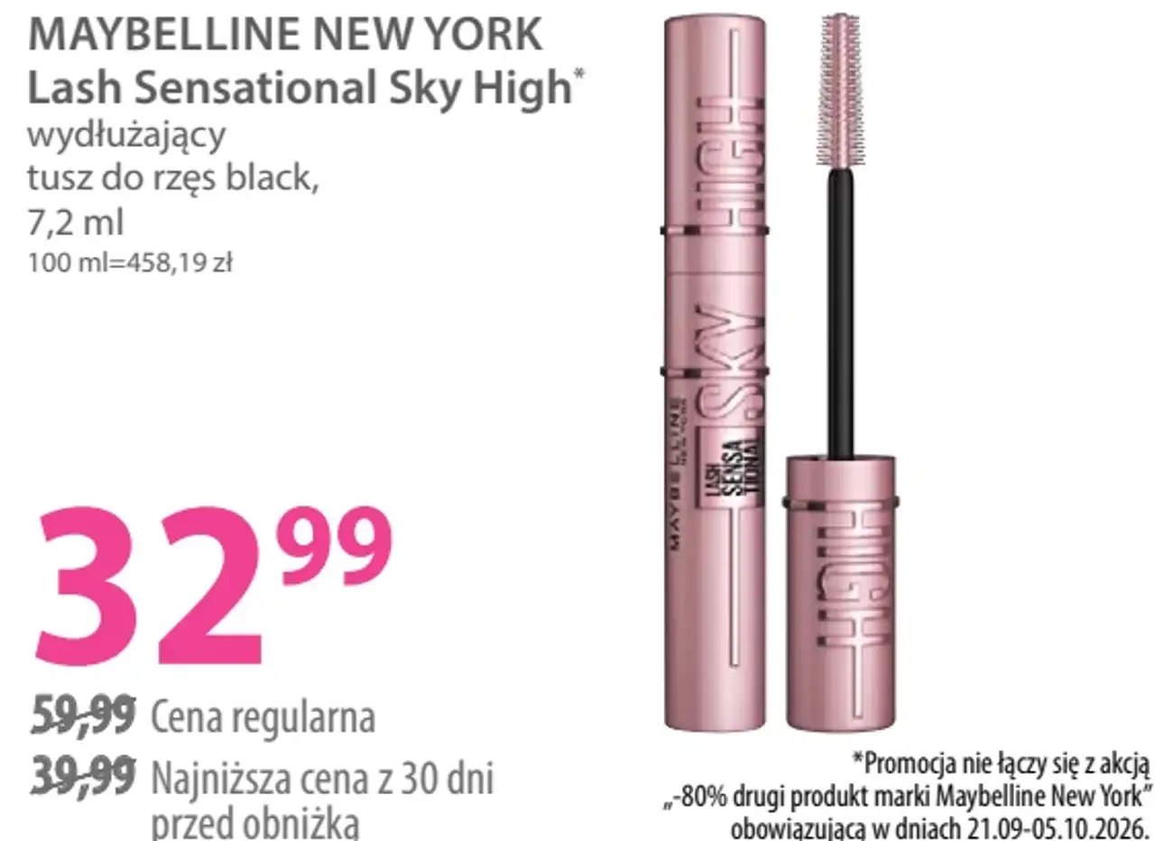 Maybelline New York Lash Sensational Sky High wydłużający tusz do rzęs black