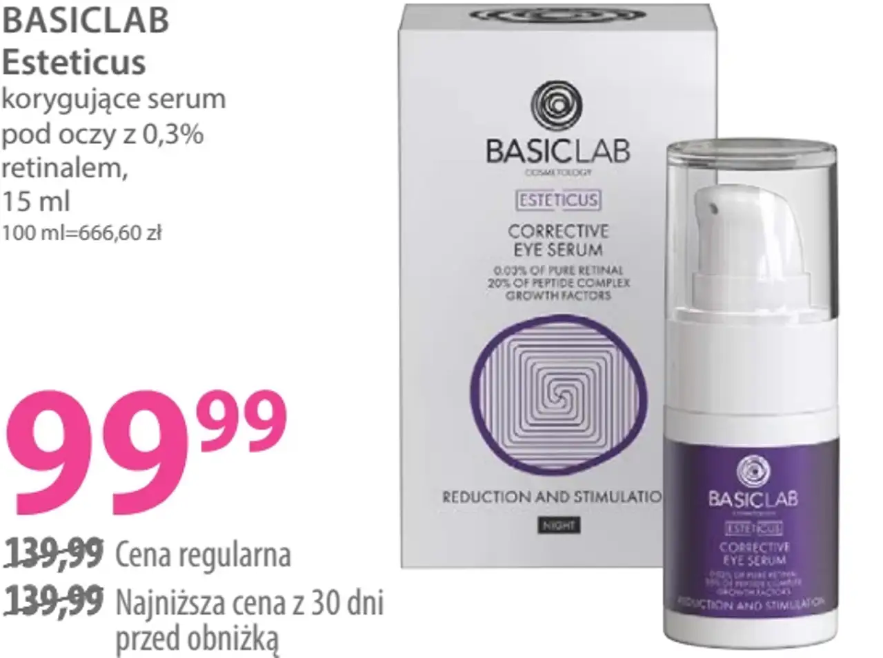 BasicLab Esteticus korygujące serum pod oczy z 0,3% retinalem