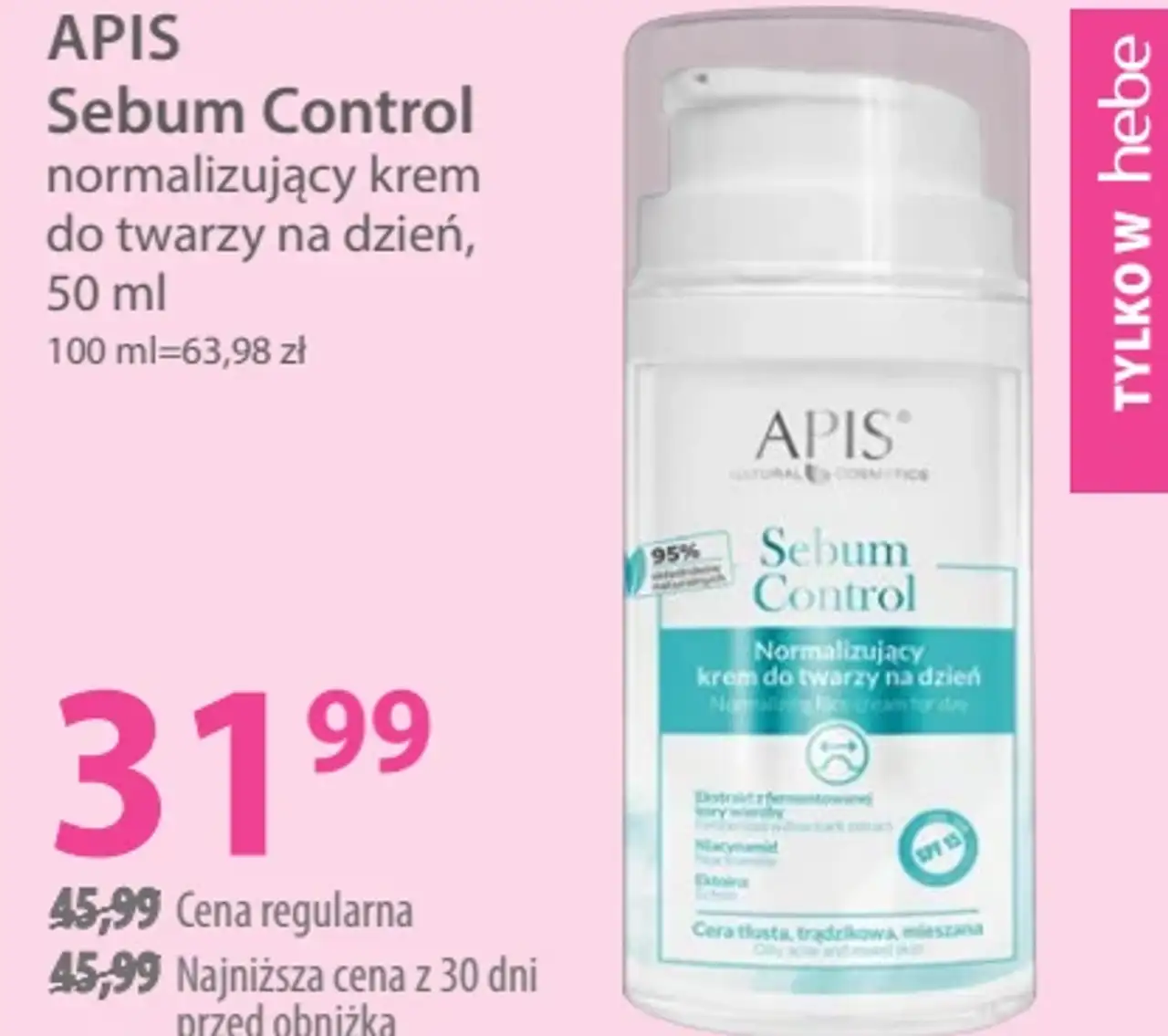 Apis Sebum Control normalizujący krem do twarzy na dzień