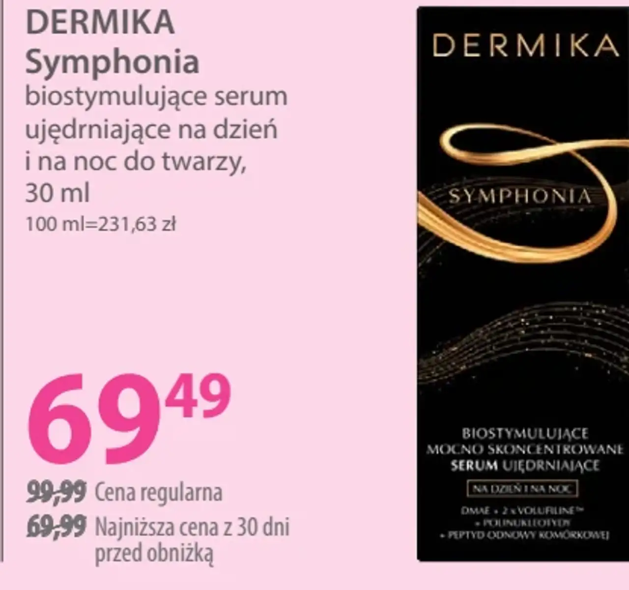 Dermika Symphonia biostymulujące serum ujędrniające na dzień i na noc do twarzy