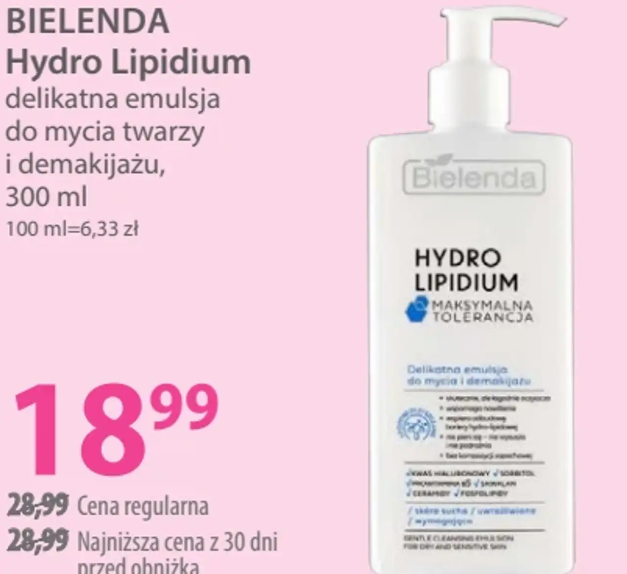 BIELENDA Hydro Lipidium delikatna emulsja do mycia twarzy i demakijażu