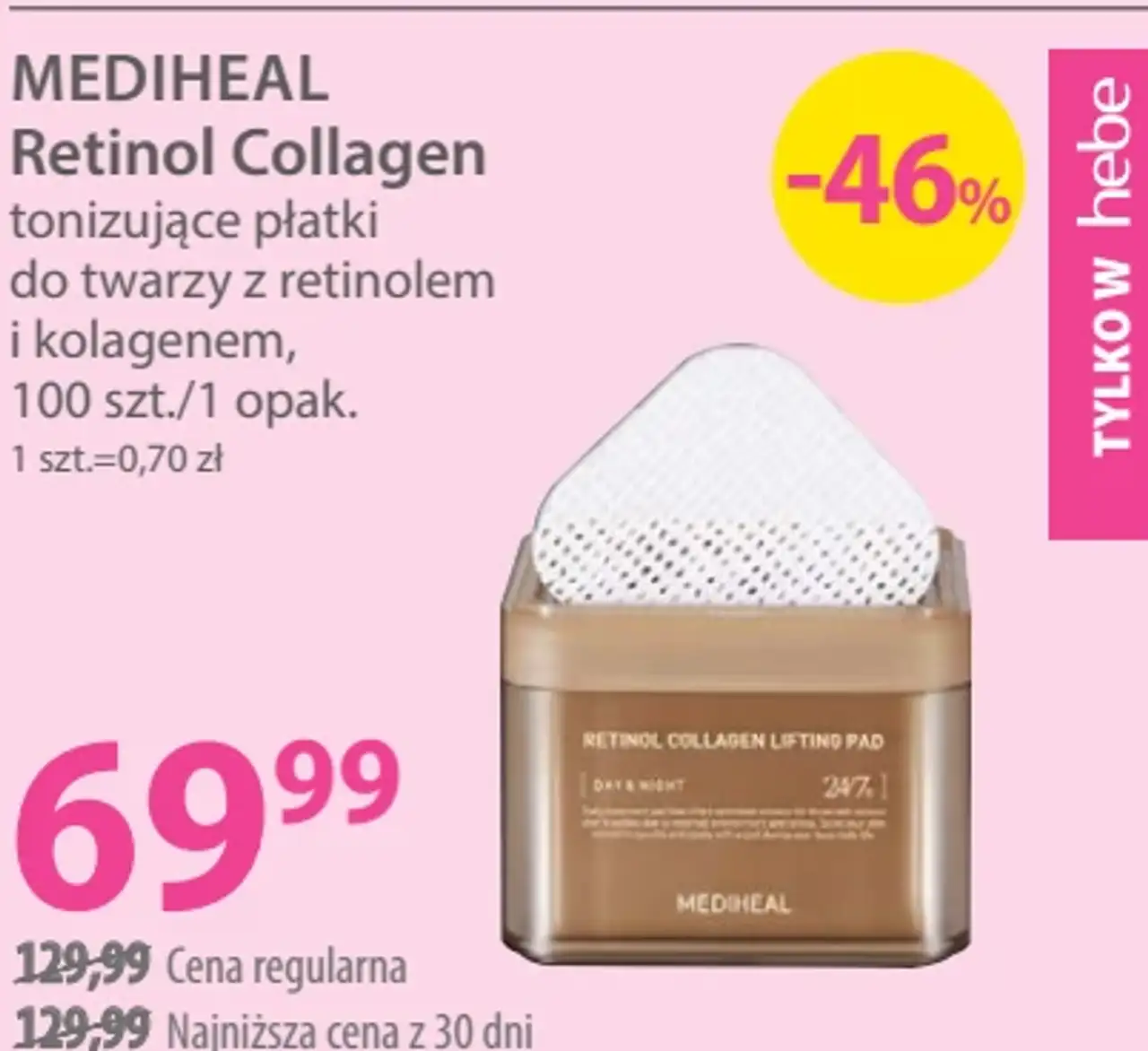 MEDIHEAL Retinol Collagen tonizujące płatki do twarzy