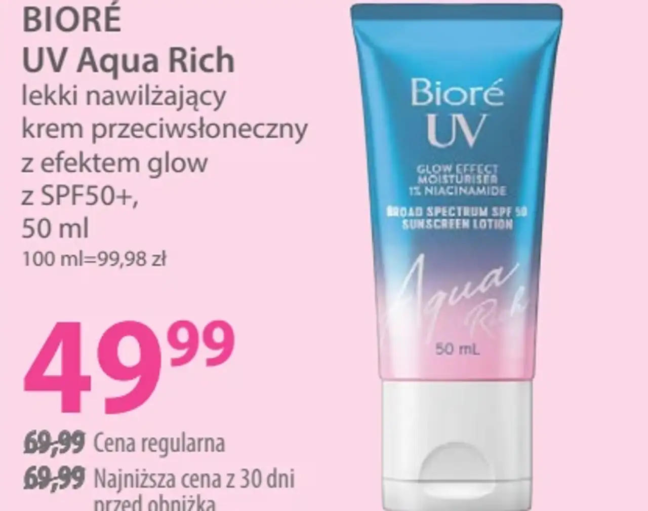 BIORÉ UV Aqua Rich lekki nawilżający krem przeciwsłoneczny