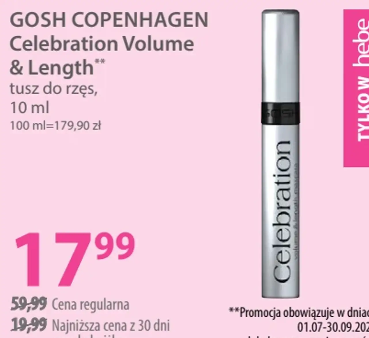 GOSH COPENHAGEN Celebration Volume & Length tusz do rzęs, 10 ml