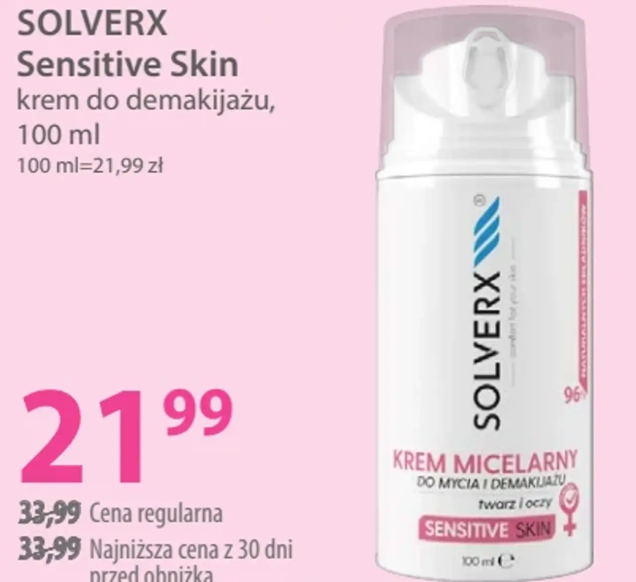 SOLVERX Sensitive Skin krem do demakijażu, 100 ml