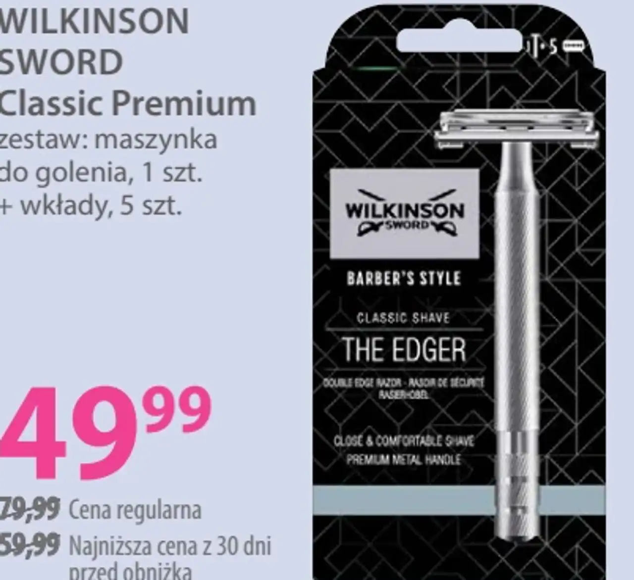 WILKINSON SWORD Classic Premium zestaw: maszynka do golenia + wkłady