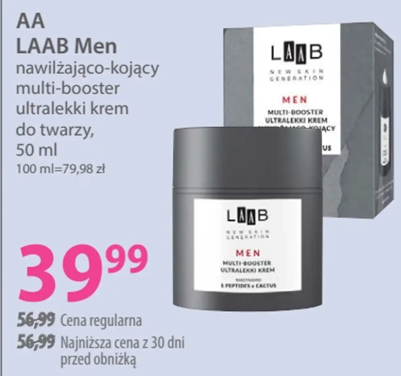AA LAAB Men nawilżająco-kojący multi-booster ultralekki krem do twarzy
