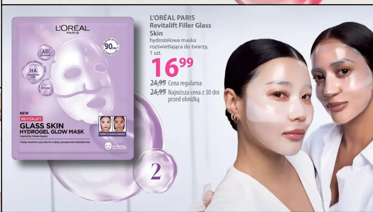 L'ORÉAL PARIS Revitalift Filler Glass Skin hydrożelowa maska rozświetlająca do twarzy