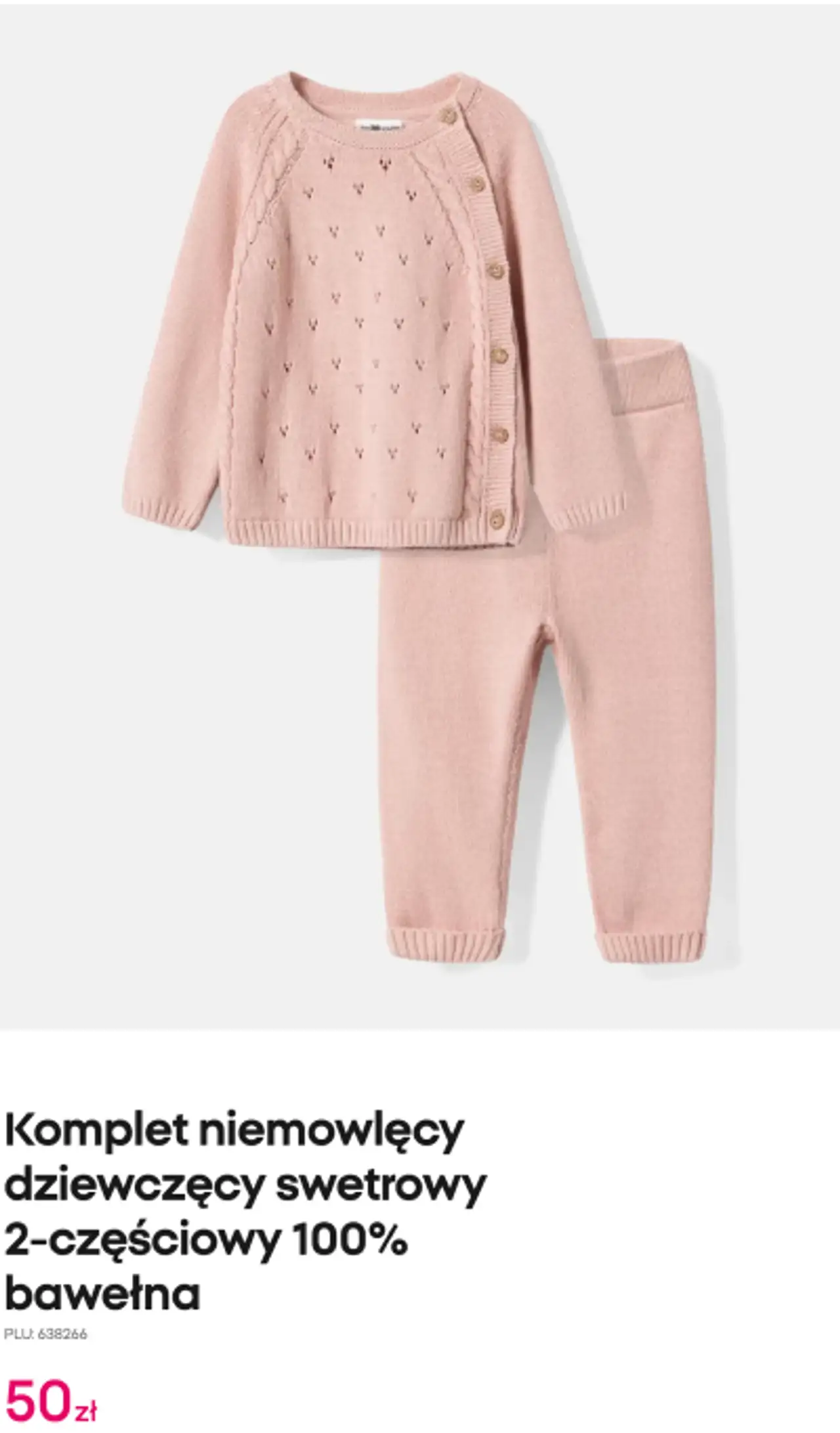 Komplet niemowlęcy dziewczęcy swetrowy 2-częściowy 100% bawełna