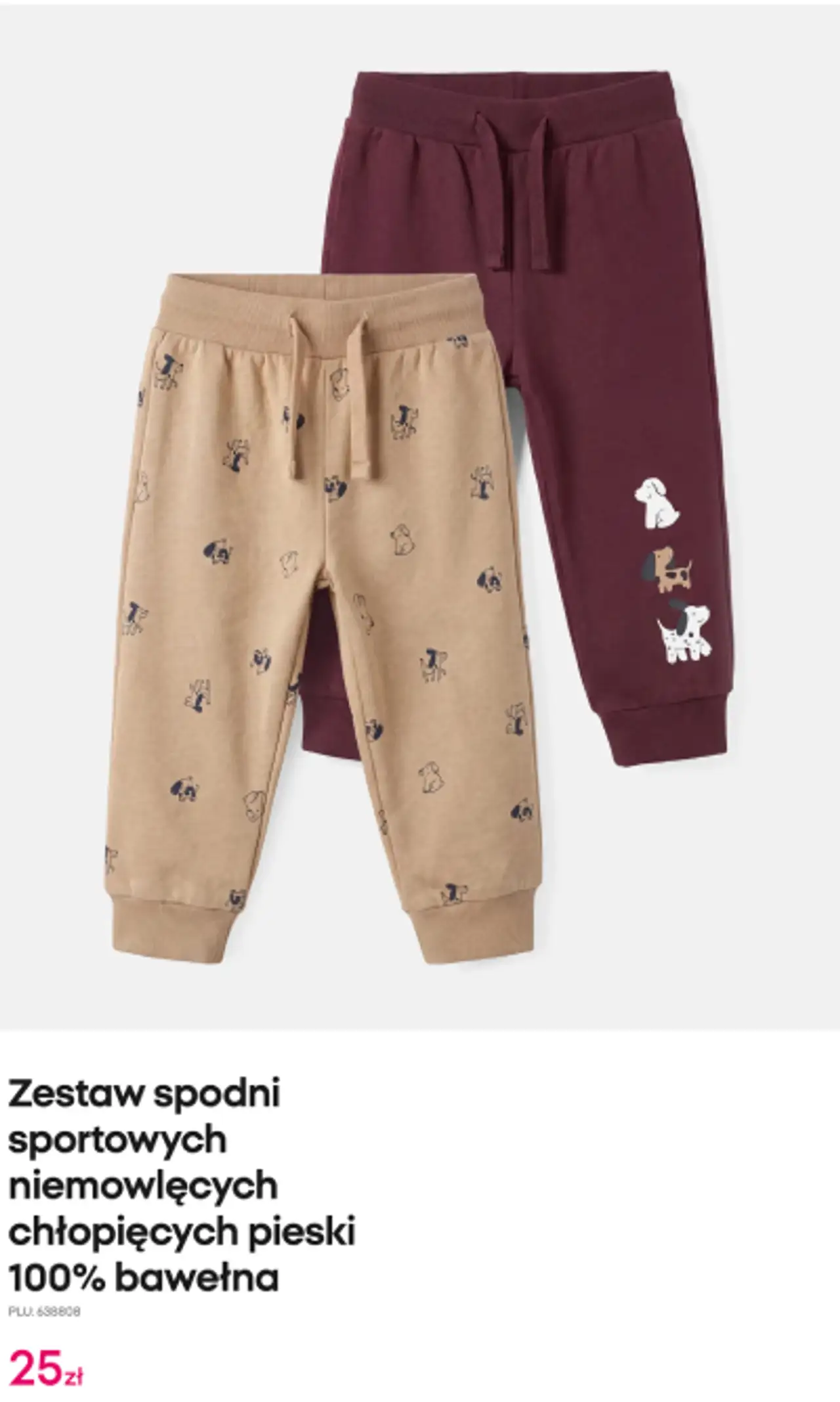 Zestaw spodni sportowych niemowlęcych chłopięcych pieski 100% bawełna