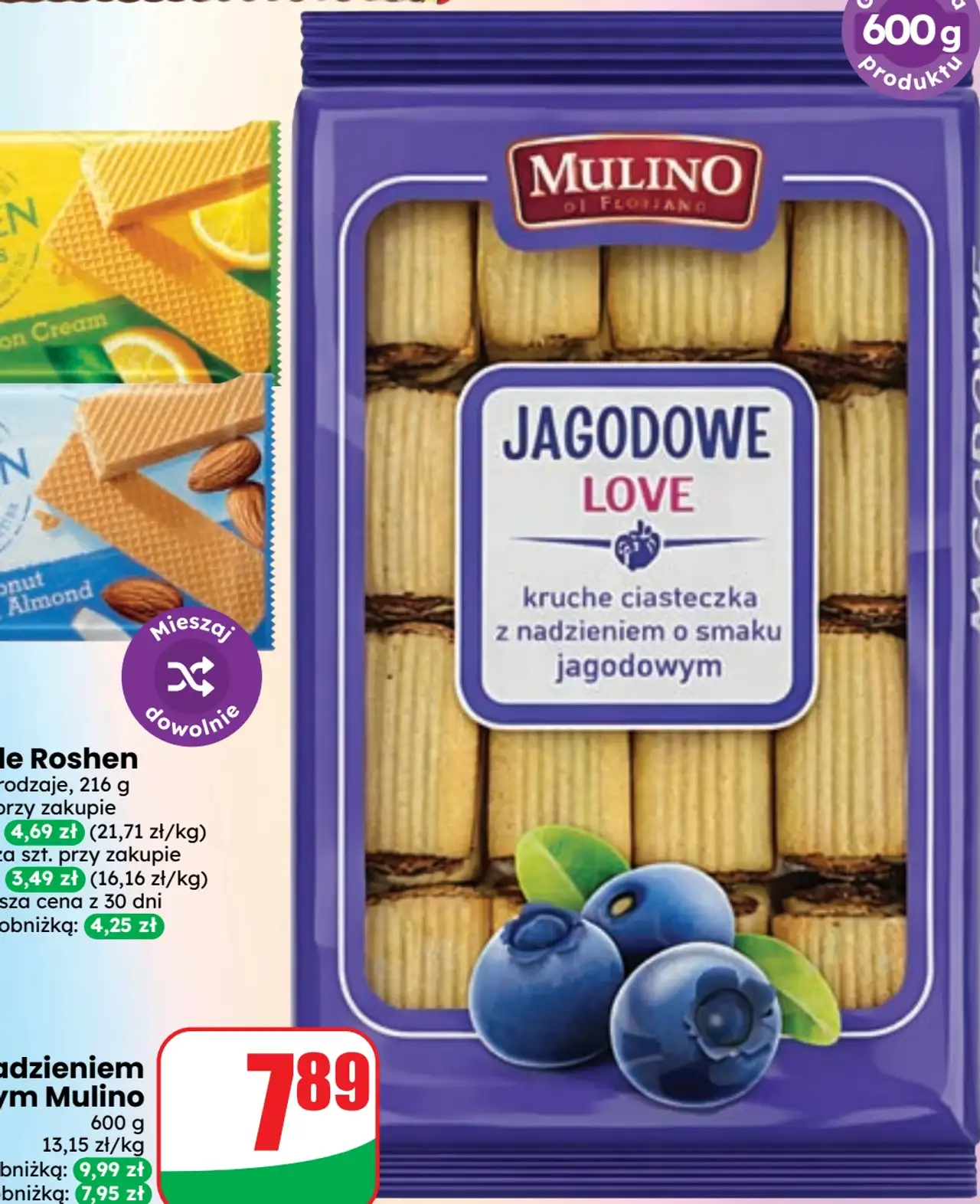 Ciastka kruche z nadzieniem jagodowym Mulino Jagodowe Love