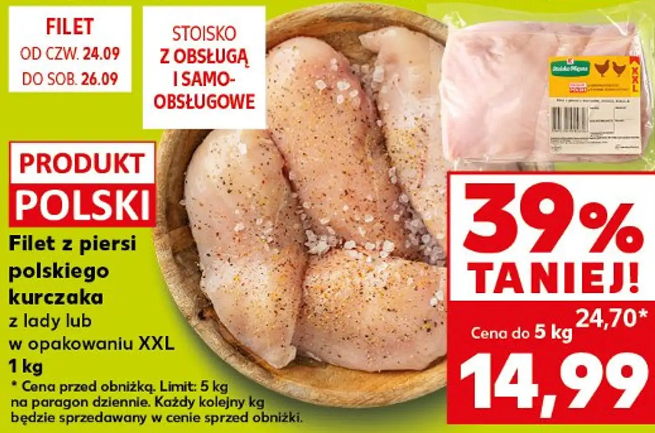 Filet z piersi polskiego kurczaka z lady lub w opakowaniu XXL