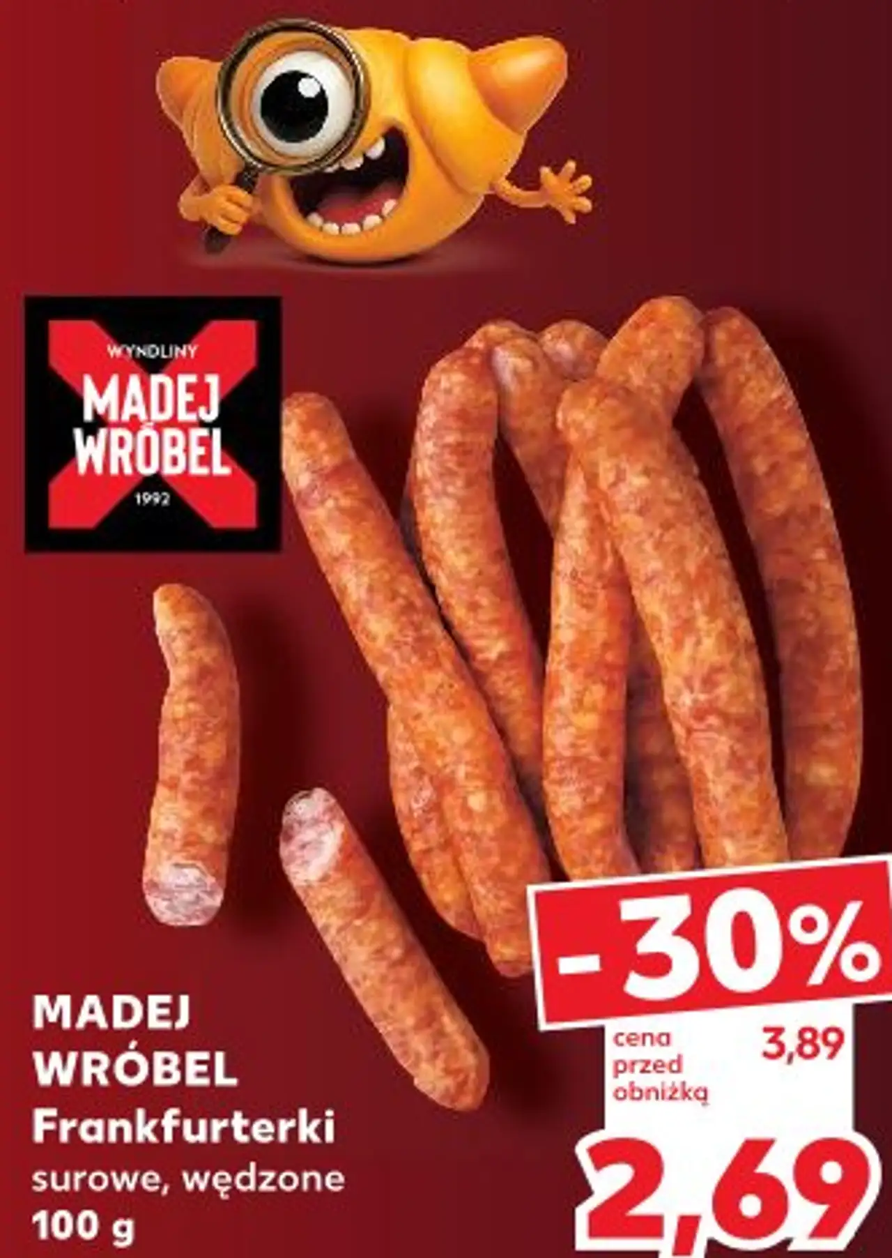 MADEJ WRÓBEL Frankfurterki surowe, wędzone