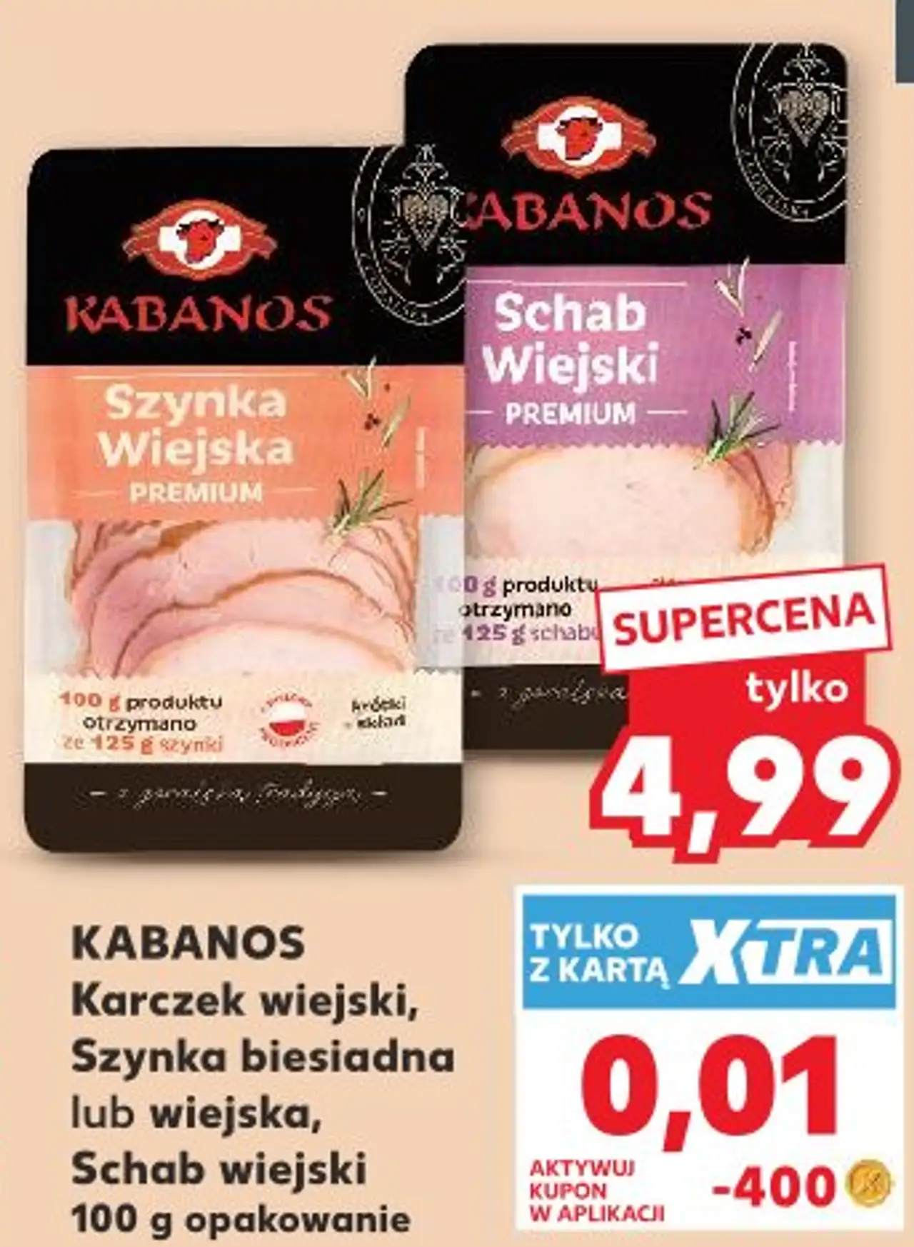 Kabanos Karczek wiejski, Szynka biesiadna lub wiejska, Schab wiejski