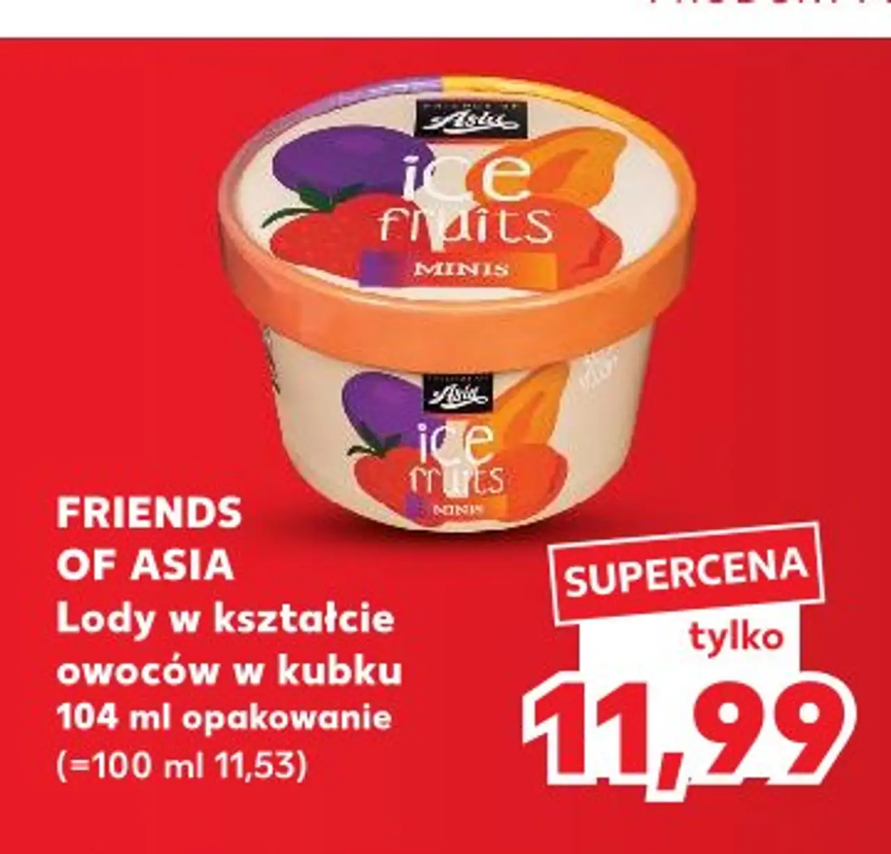 Friends of Asia Lody w kształcie owoców w kubku różne rodzaje