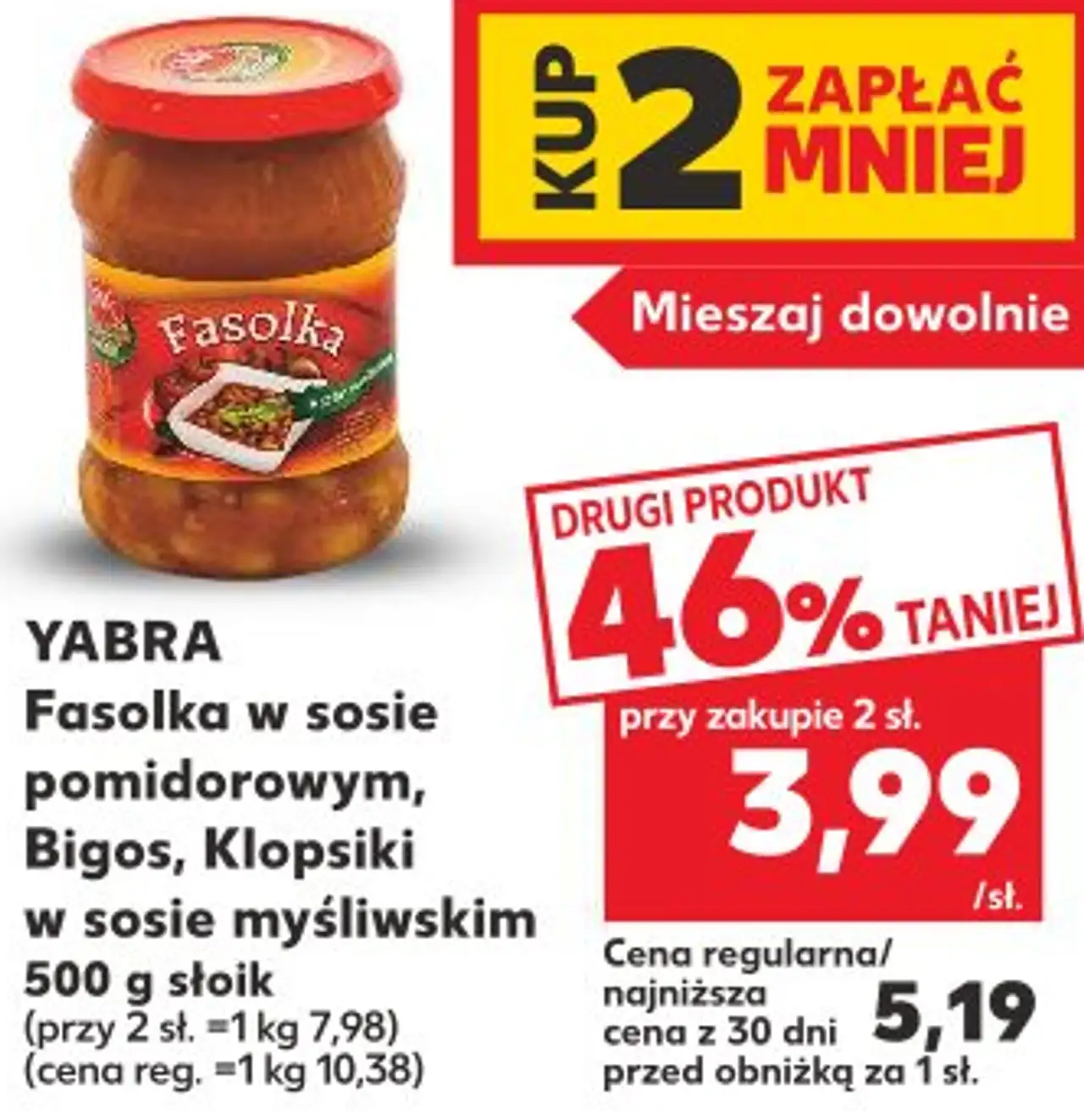 Yabra Fasolka w sosie pomidorowym, Bigos, Klopsiki w sosie myśliwskim