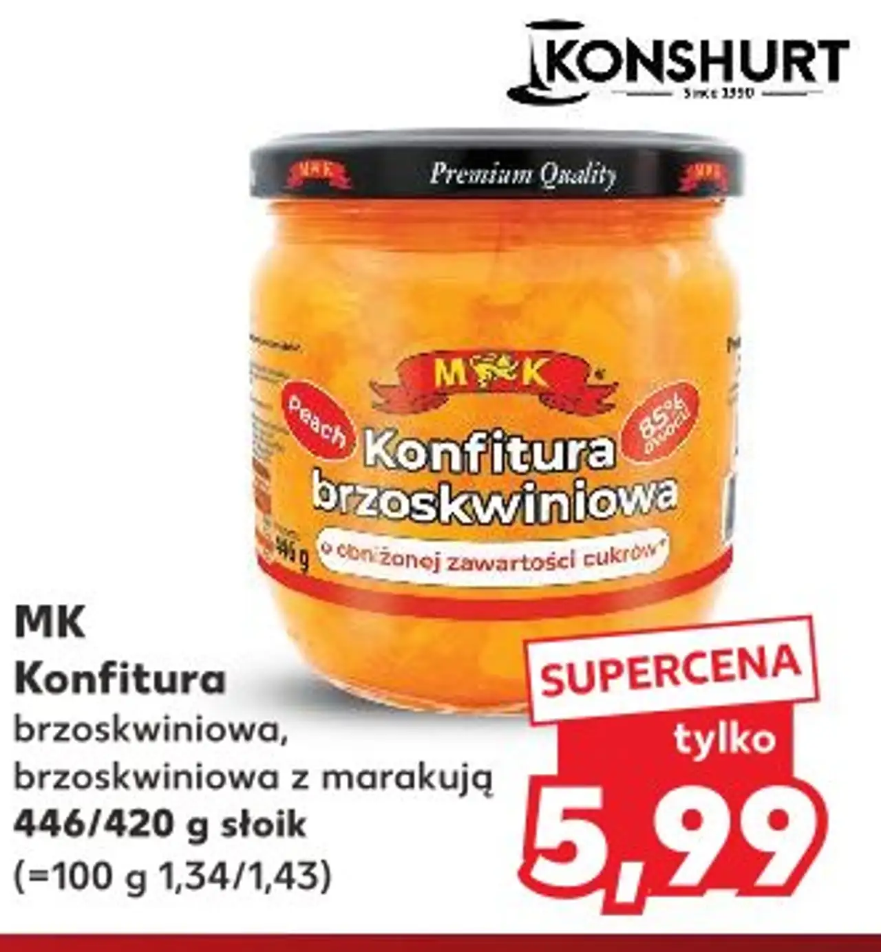 MK Konfitura brzoskwiniowa, brzoskwiniowa z marakują