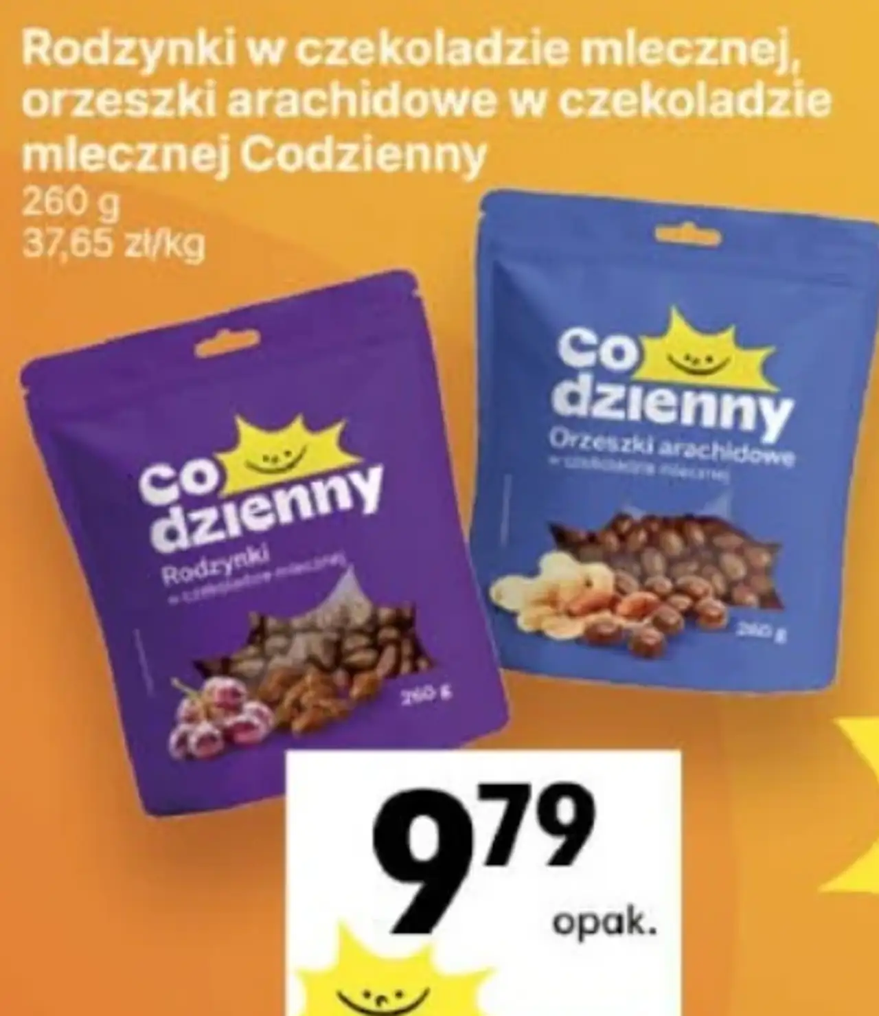 Rodzynki w czekoladzie mlecznej / orzeszki arachidowe w czekoladzie mlecznej Codzienny