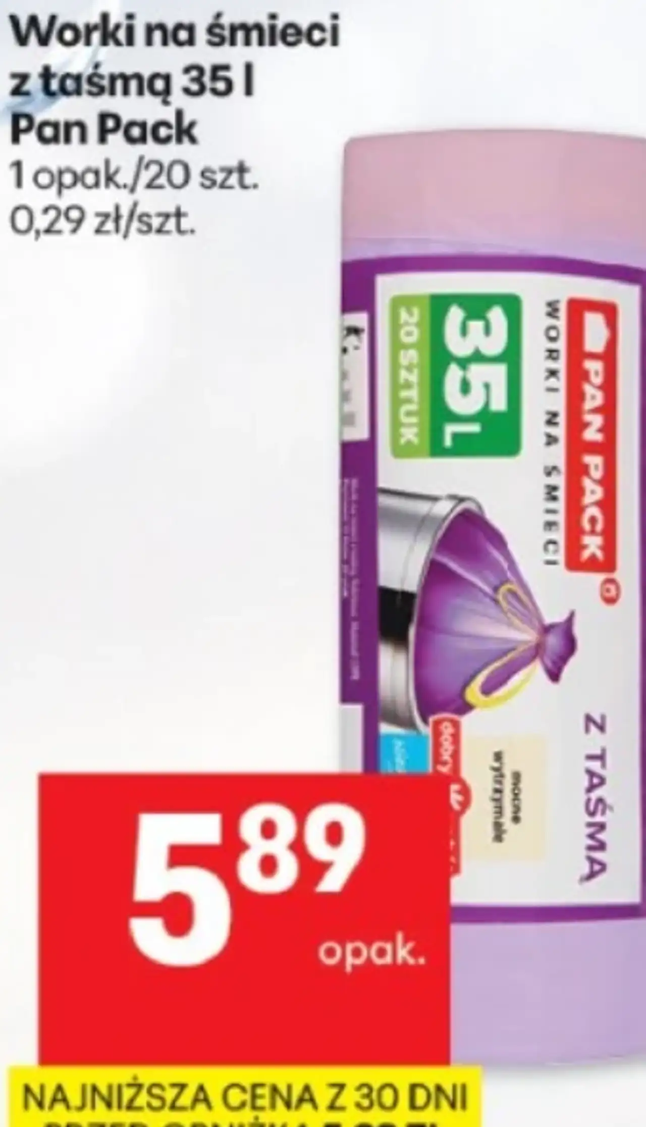 Worki na śmieci z taśmą 35 l Pan Pack