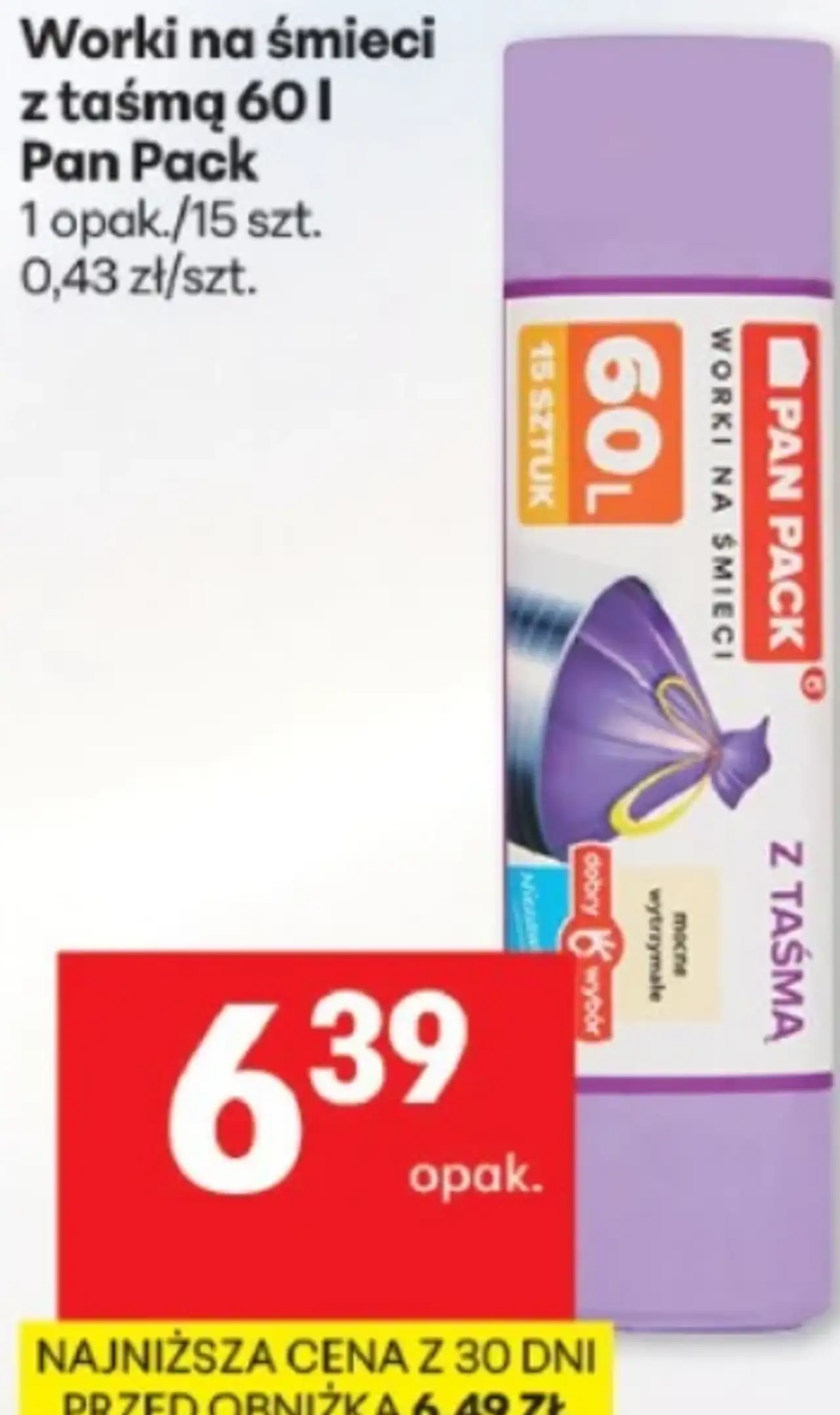 Worki na śmieci z taśmą 60 l Pan Pack