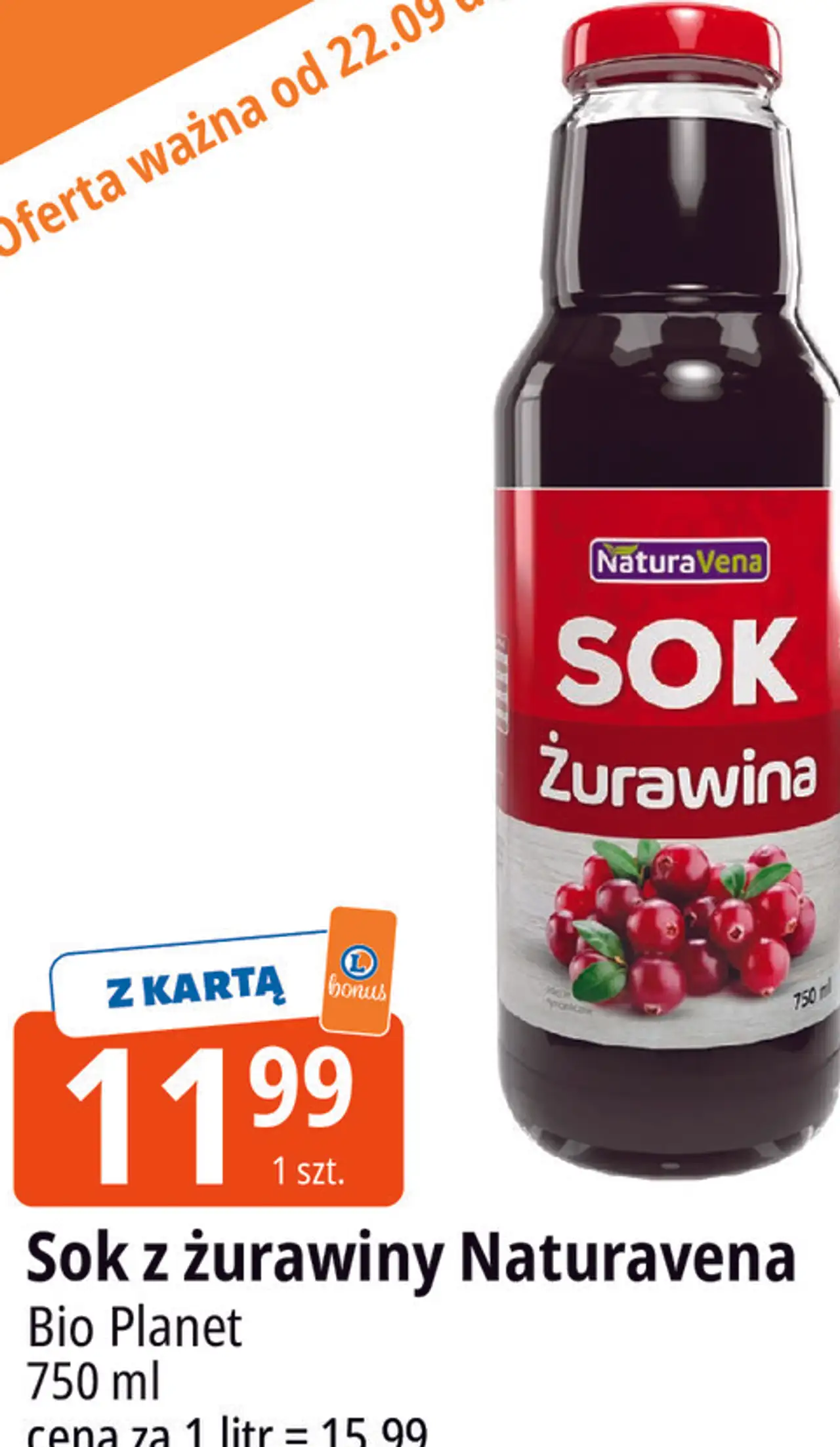 Sok z żurawiny Naturavena Bio Planet