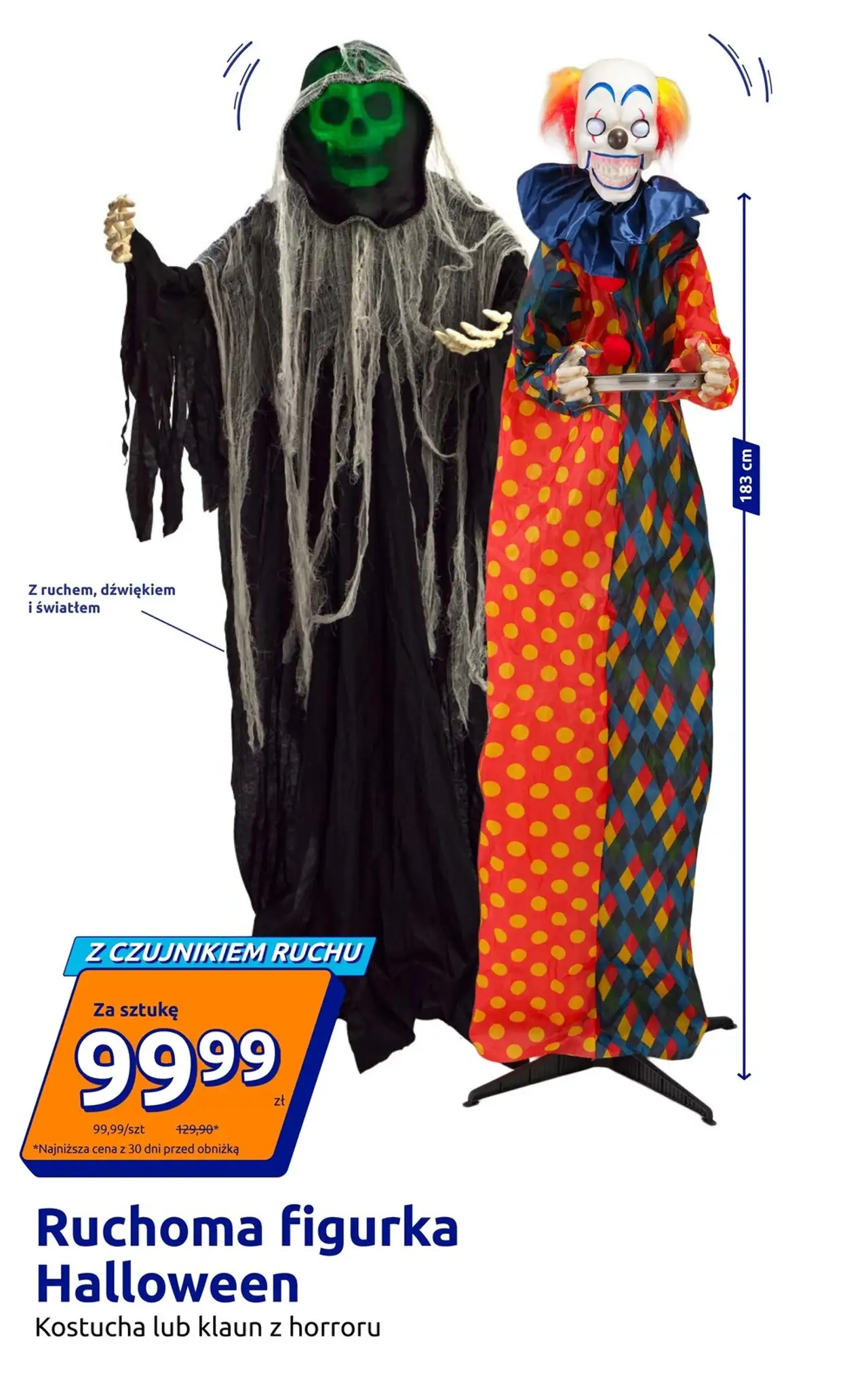Ruchoma figurka Halloween Kostucha lub klaun z horroru