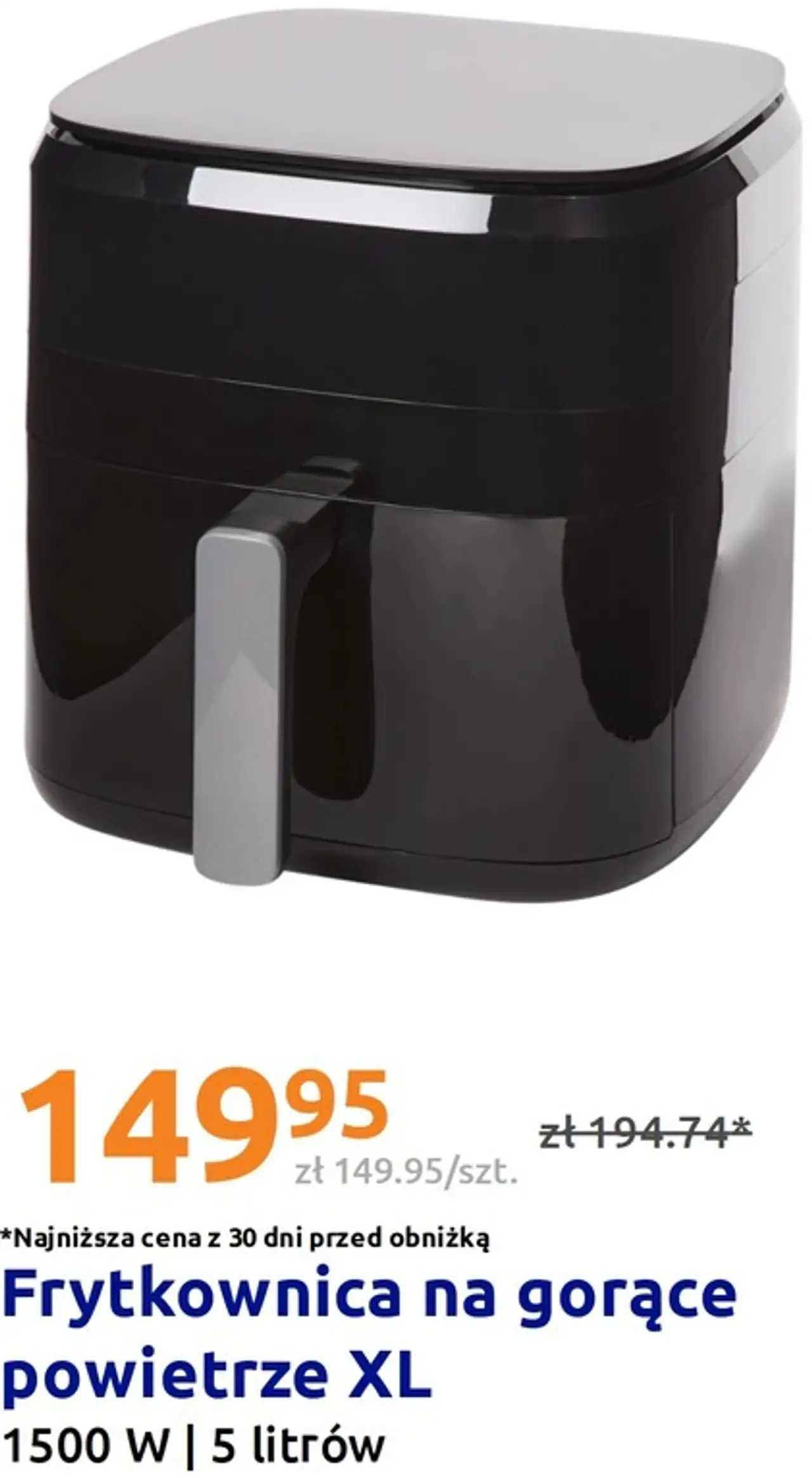 Frytkownica na gorące powietrze XL 1500 W | 5 litrów