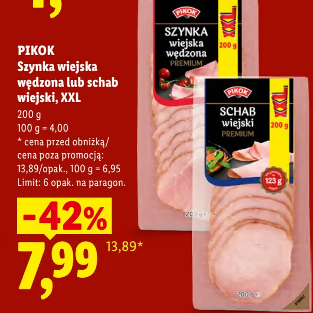 PIKOK Szynka wiejska wędzona lub schab wiejski, XXL