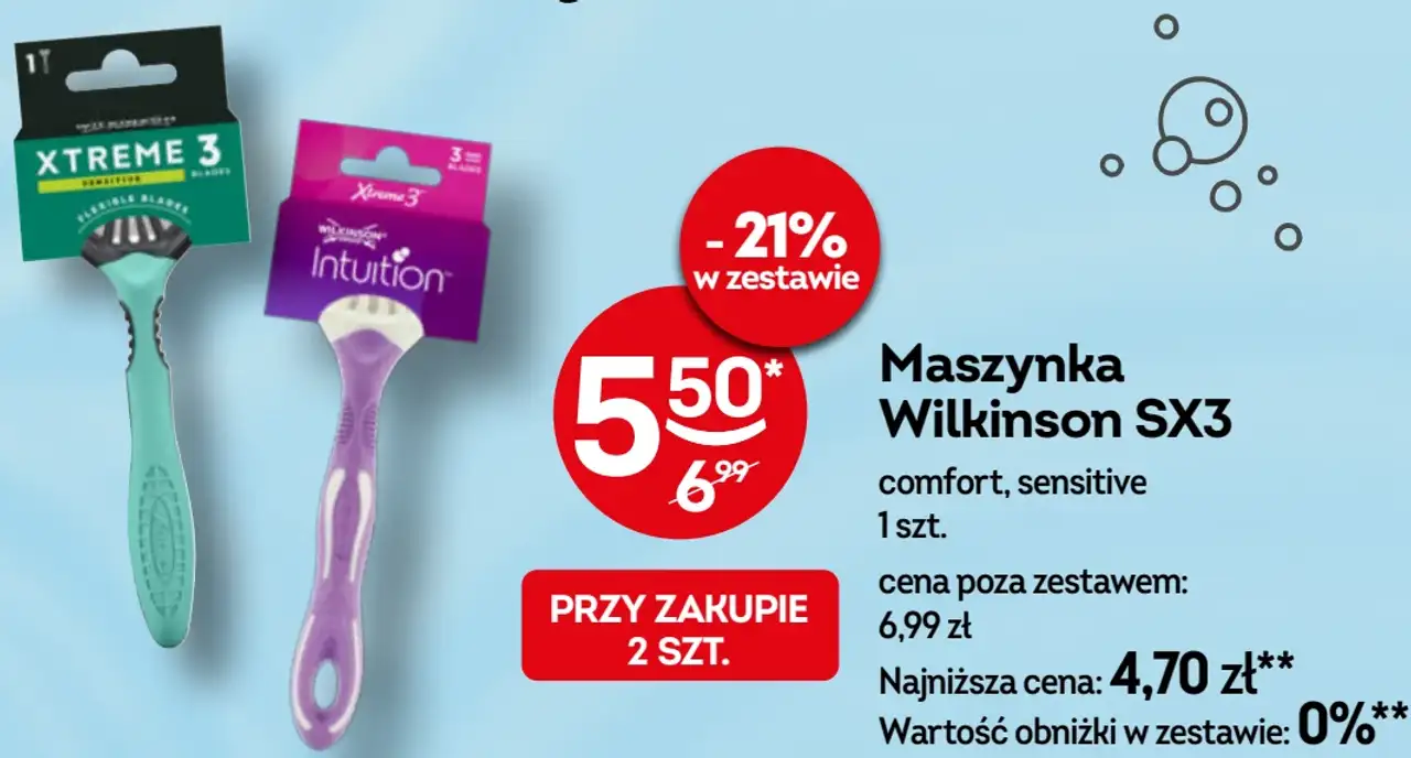 Maszynka Wilkinson SX3 comfort, sensitive / Intuition