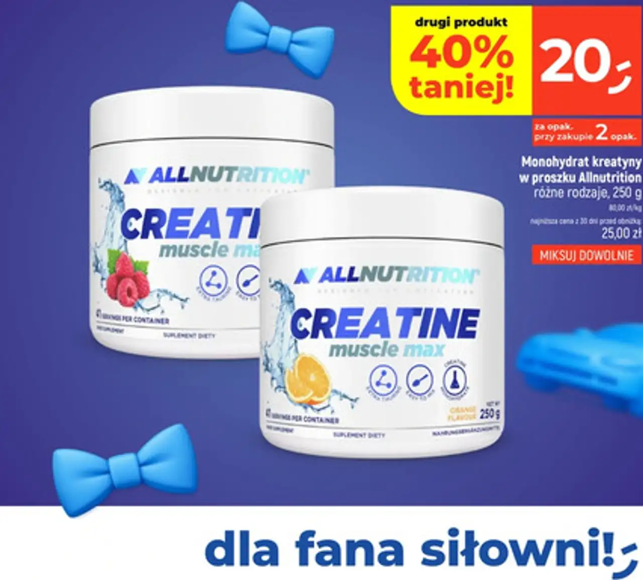 Monohydrat kreatyny w proszku Allnutrition, różne rodzaje