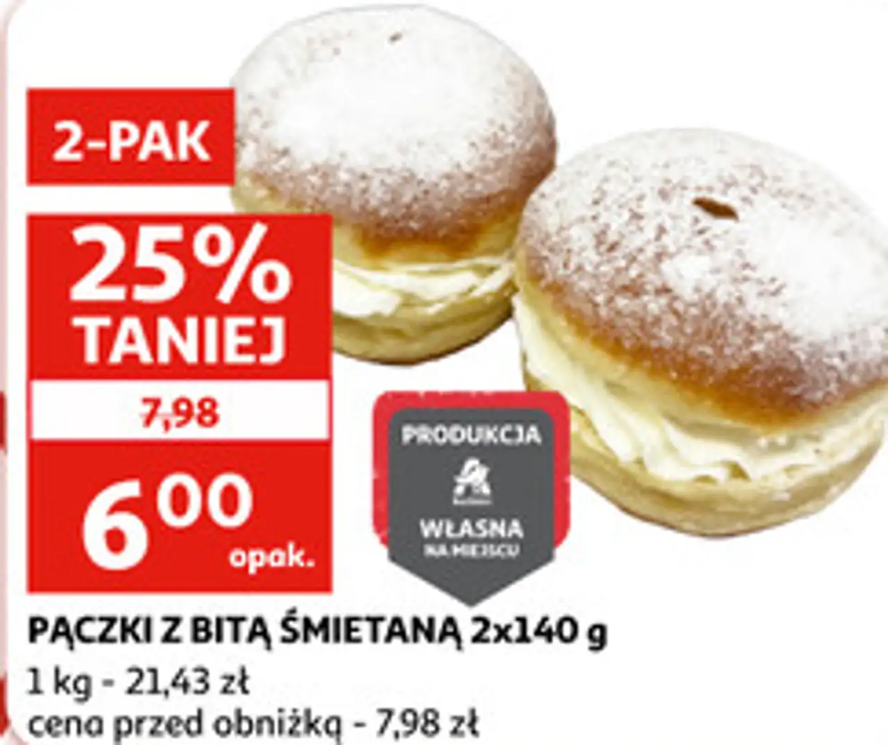 Pączki z bitą śmietaną 2x140 g