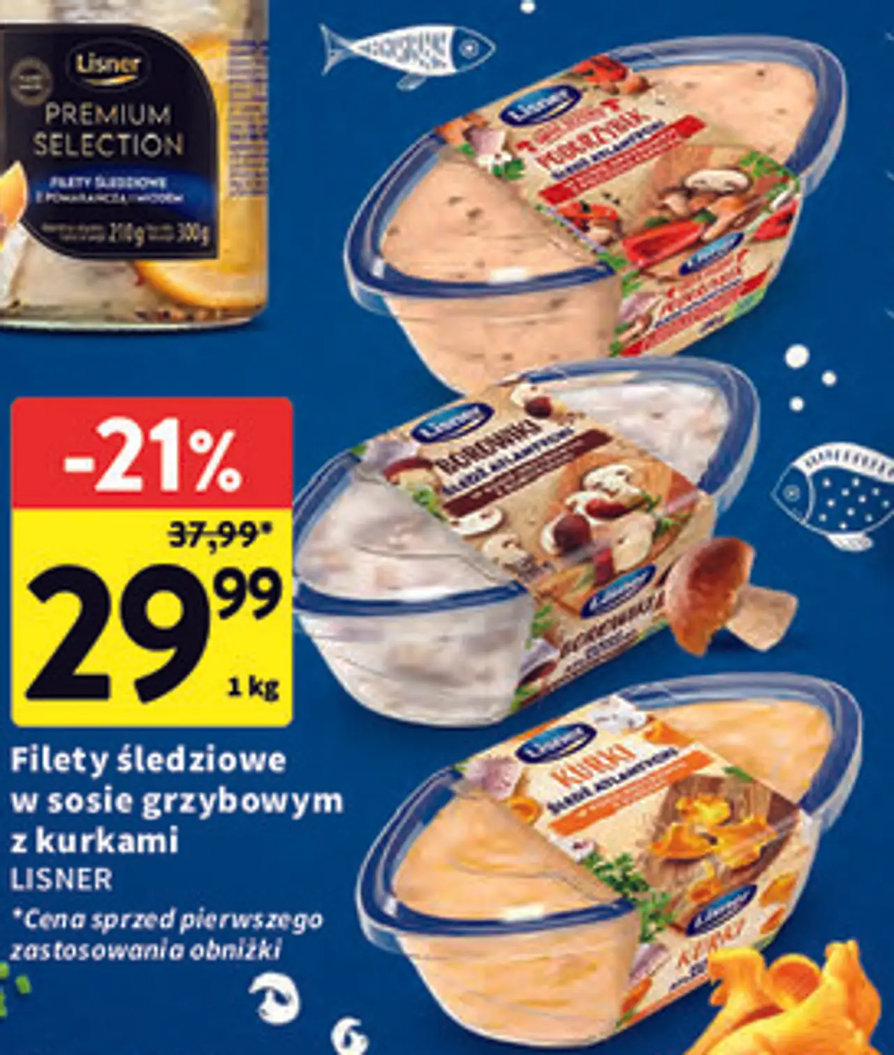 Filety śledziowe w sosie grzybowym z pieczoną papryką i podgrzybkami Lisner Smak Sezonu