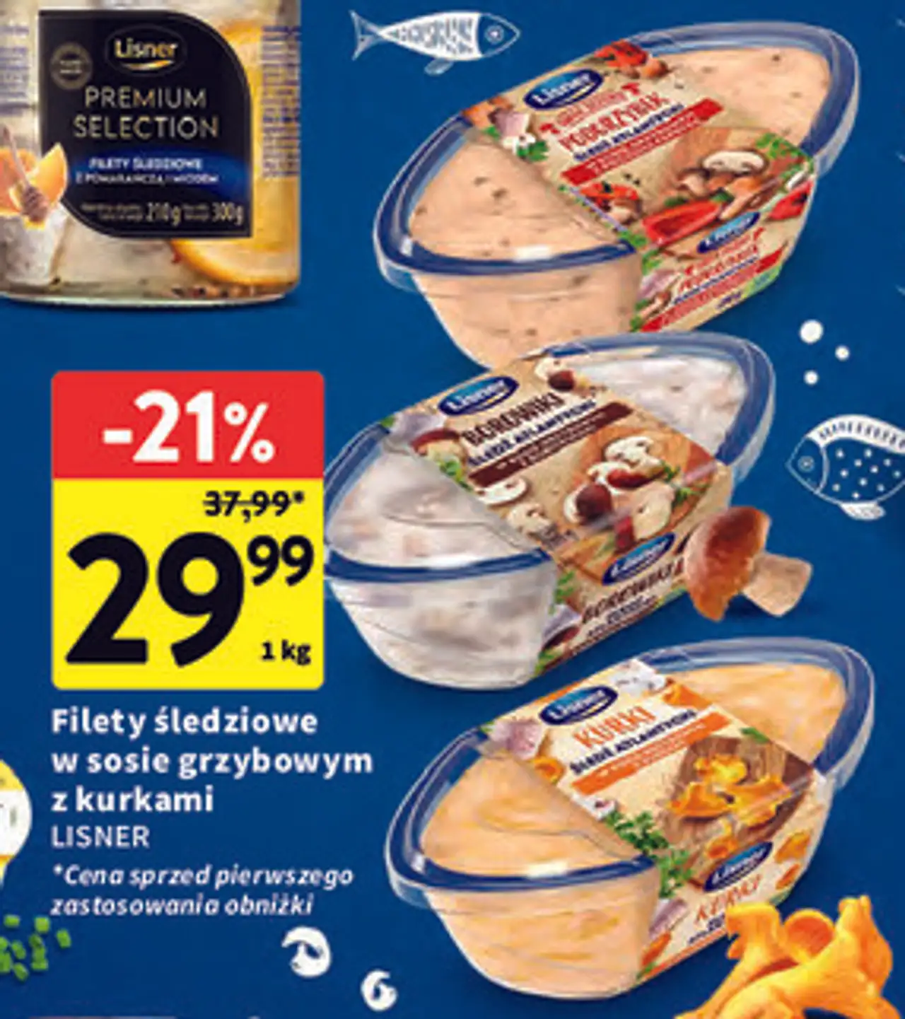 Filety śledziowe w sosie grzybowym z kurkami Lisner