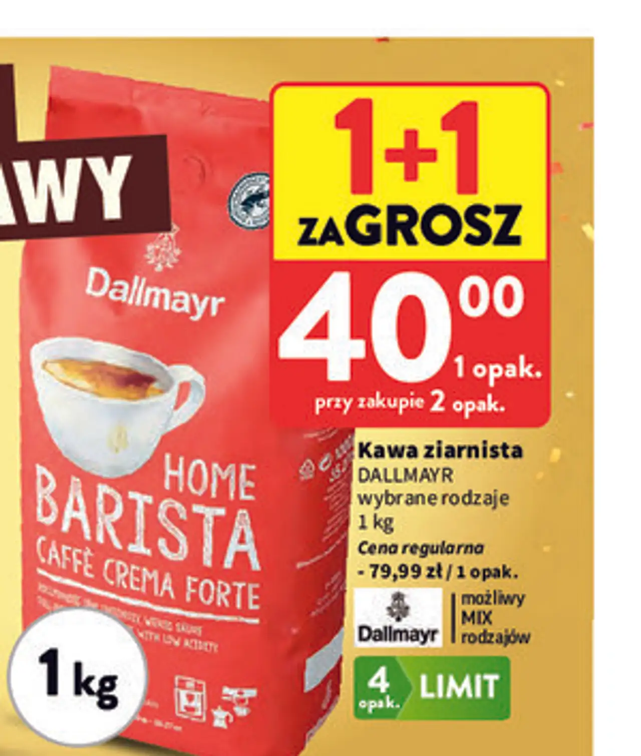 Kawa ziarnista Dallmayr Home Barista Caffe Crema Forte 1kg