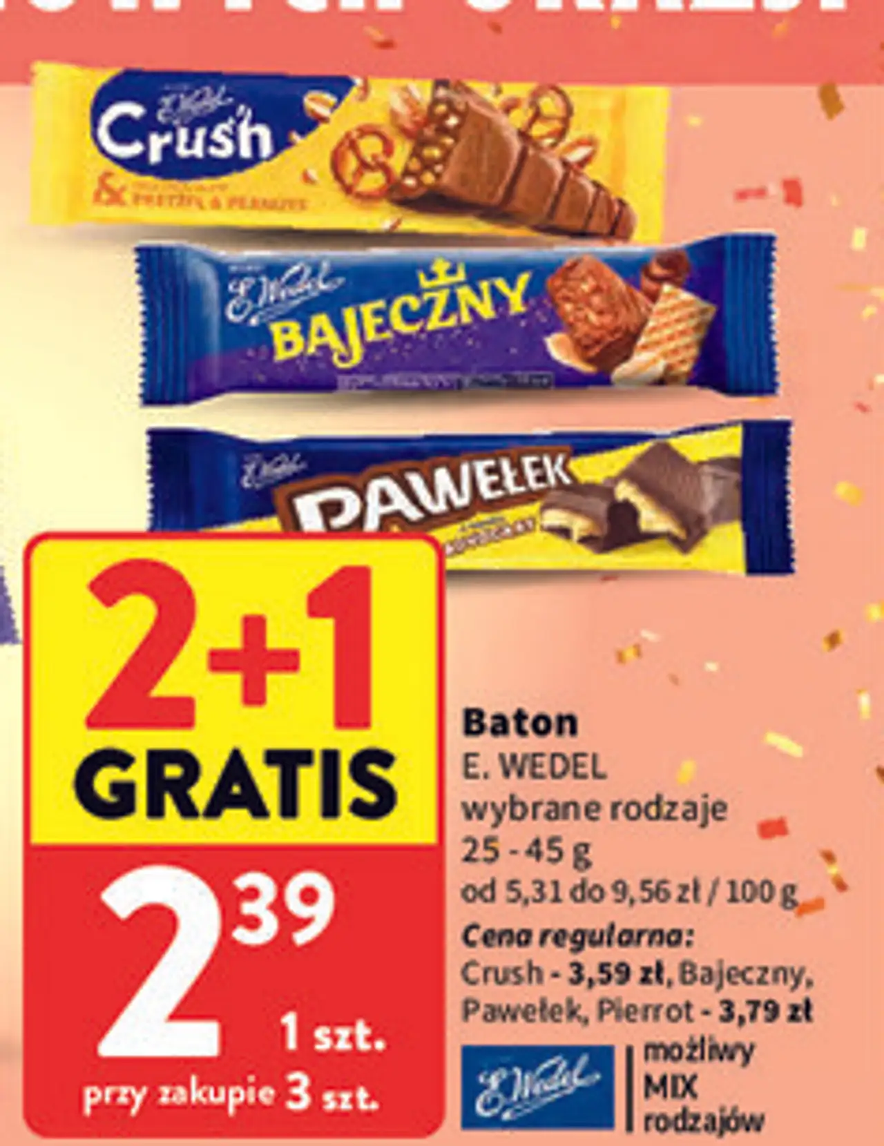 Baton mleczna czekolada i precelki E.wedel Crush
